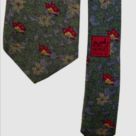 Hermès - Cravate en soie homme -vintage à motifs fleuris - Photo 3