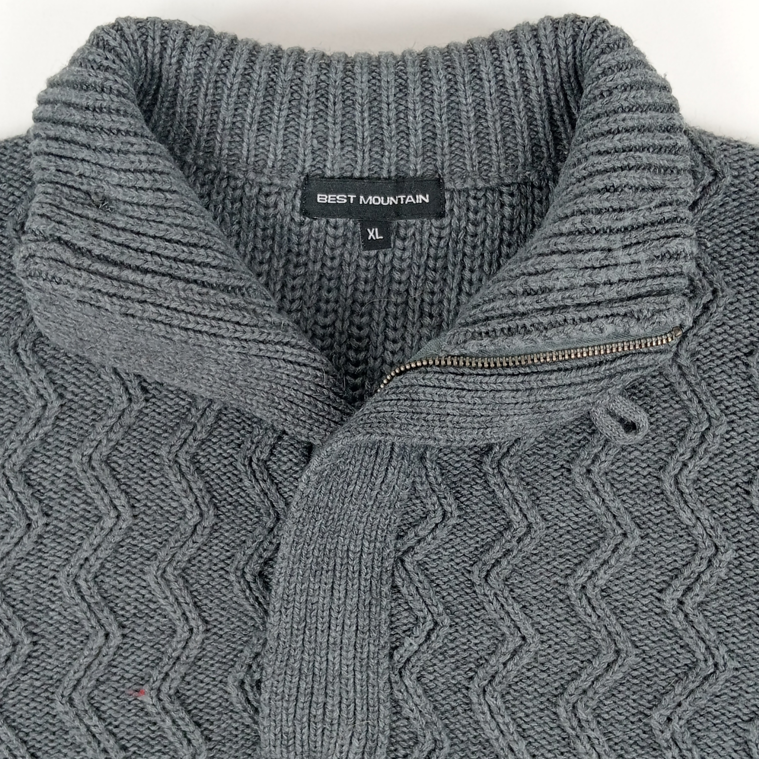 Pull homme de la marque Best Mountain col montant zippé à manches longues de couleur gris ardoise taille XL (44) Très bon état - Vue 3 - 