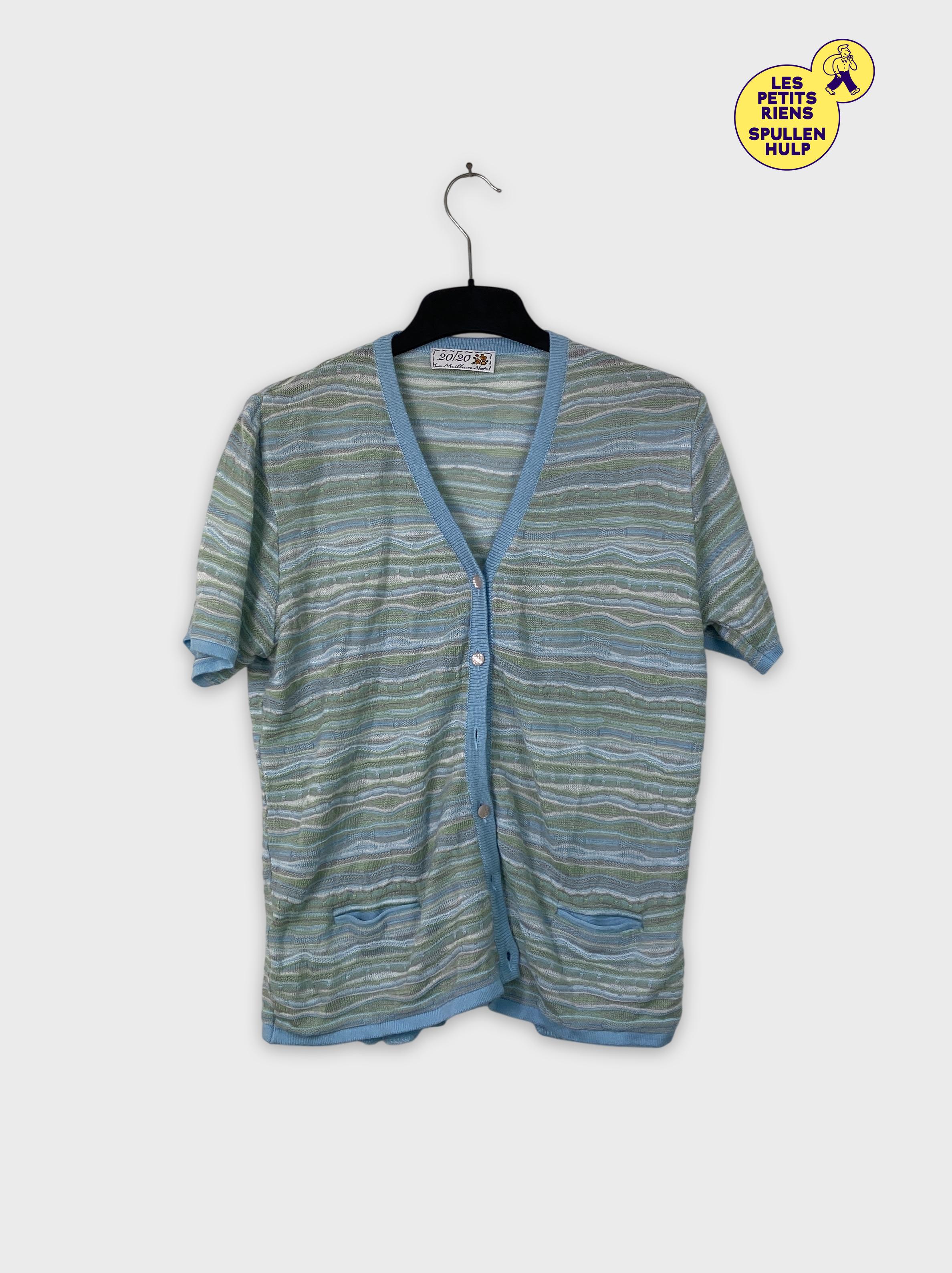 Gilet rayé bleu et vert Taille unique - Photo 0