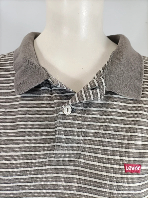 Polo Levi’s rayé gris manches courtes col contrasté casual vintage Très bon état - Vue 4 - 