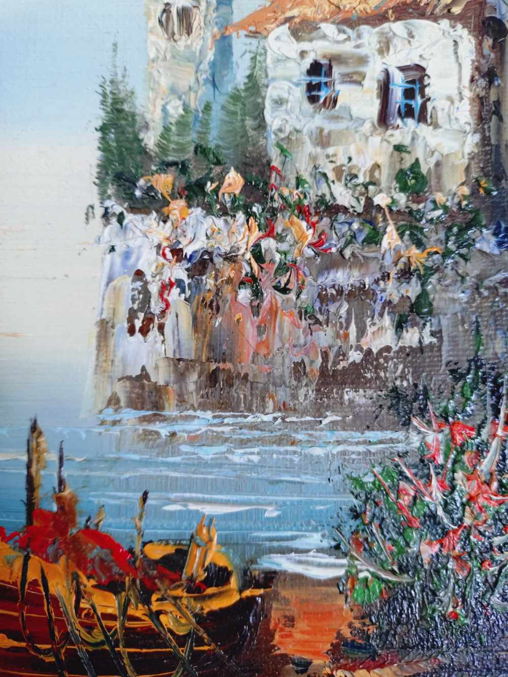 Huile sur toile originale, paysage marin signé. État correct - Vue 6 - 