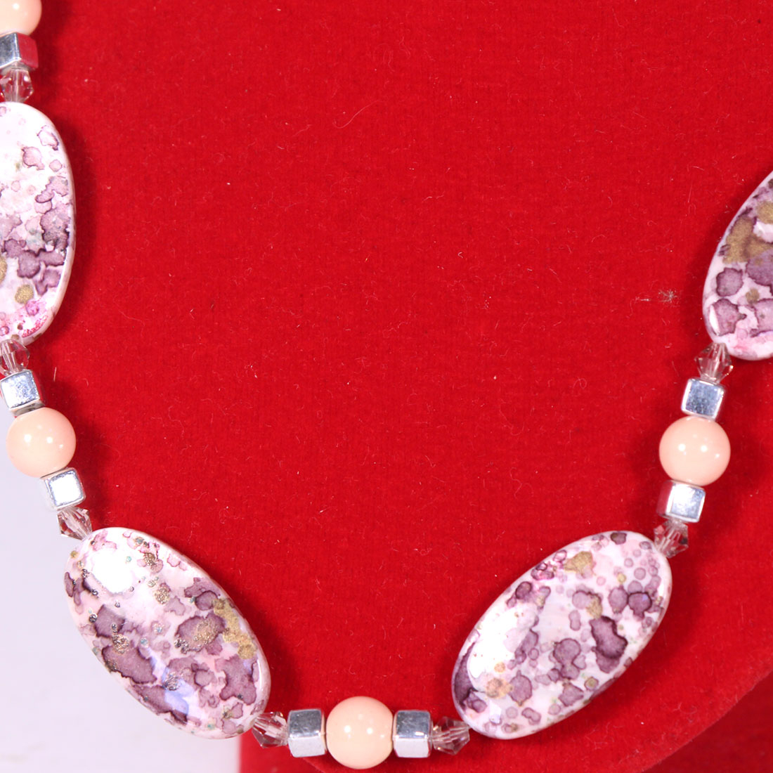 Collier rose + boucles d'oreille  - Vue 3 - 