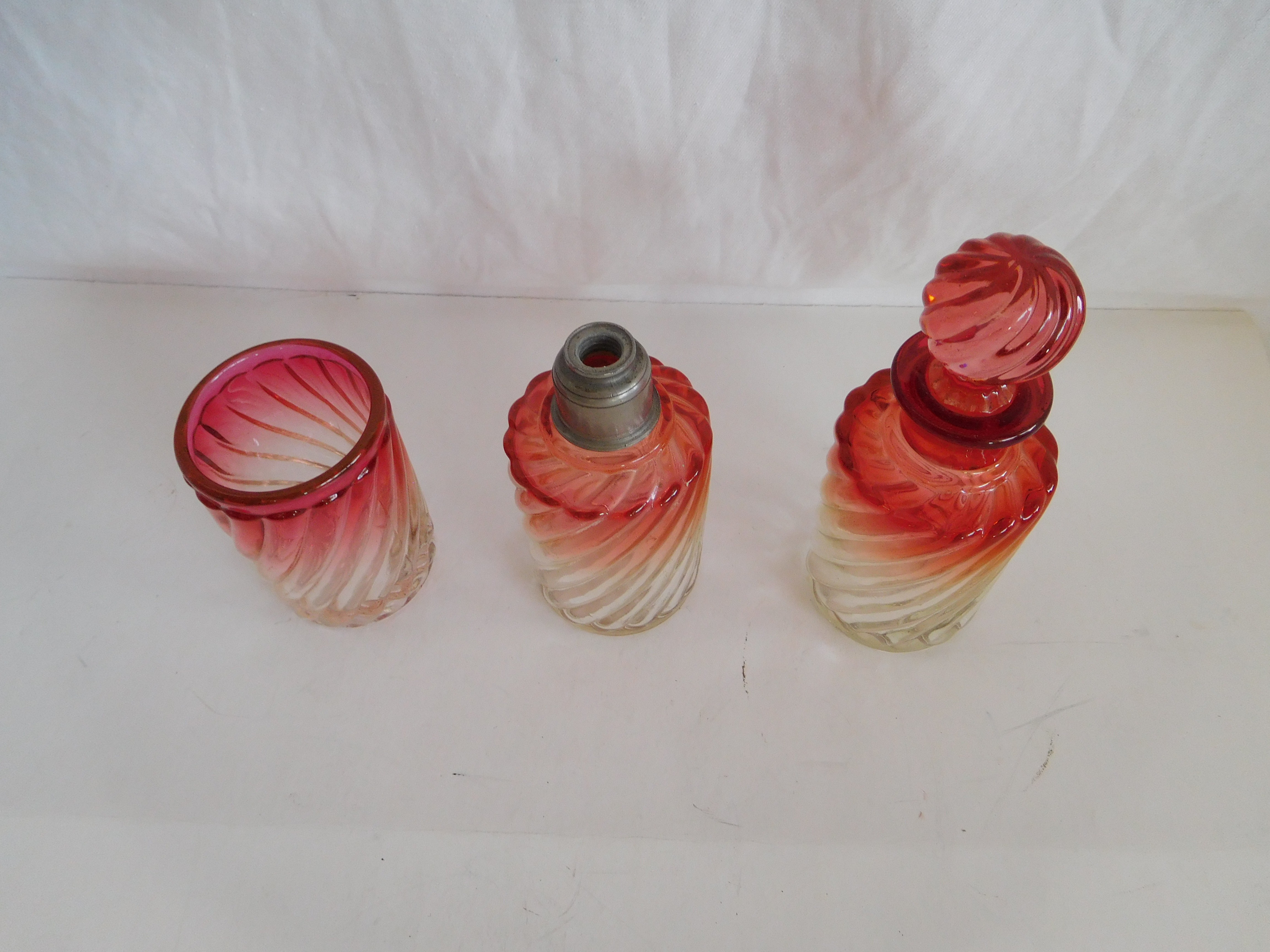 Garniture De Toilette BACCARAT Cristal Rose Ambré - 8 Pièces Rares°° - Photo 4