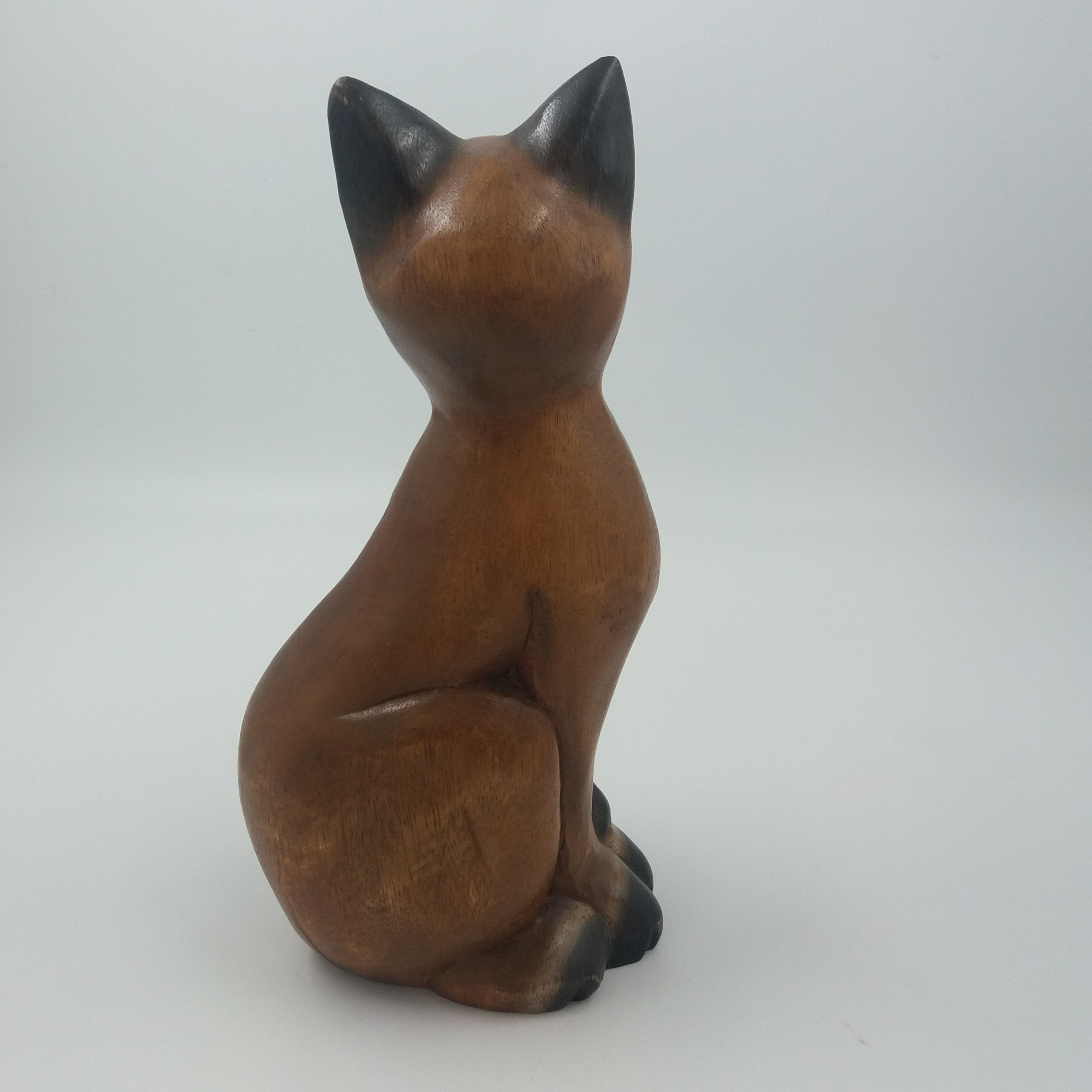 Sculpture chat en bois polychrome - Photo 1