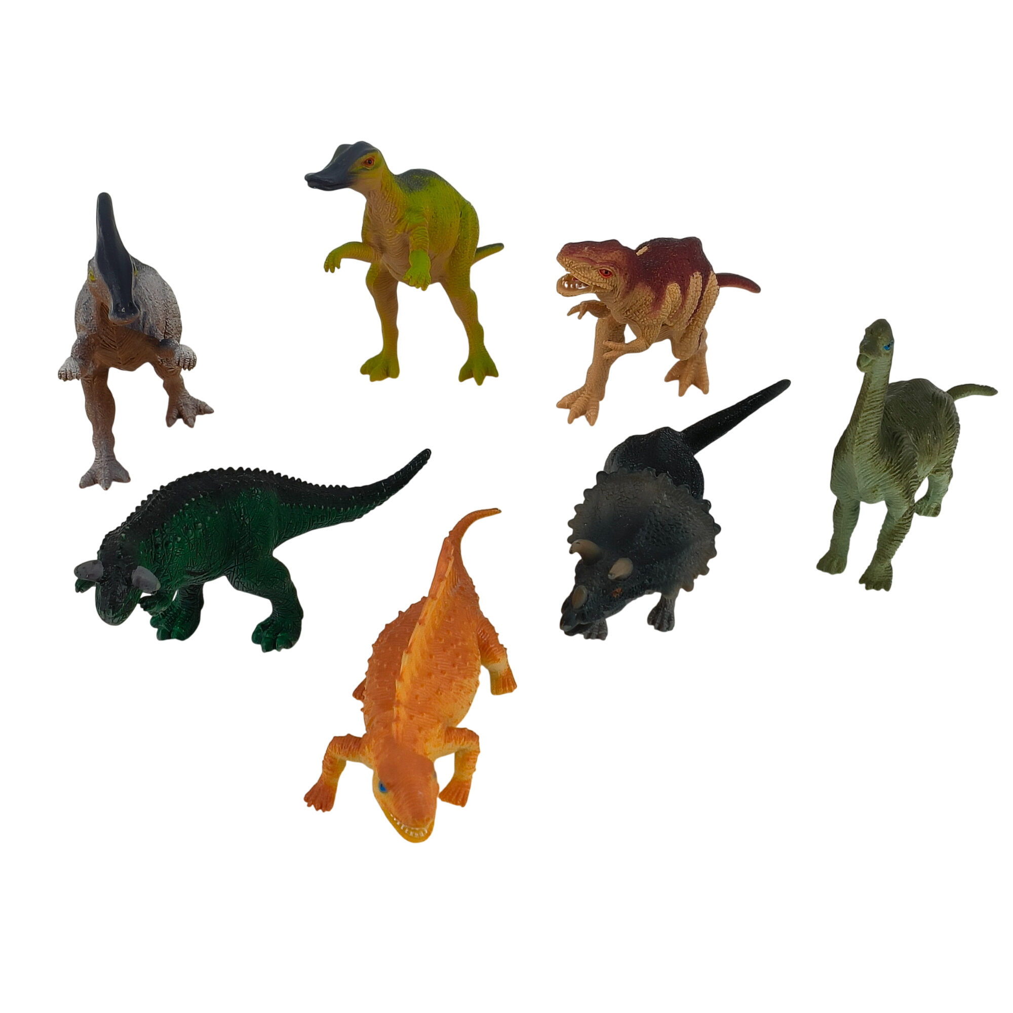 Acheter Lot de sept figurines dinosaures - 12,00 € Lot de sept figurines dinosaures - reconditionné disponible sur Label Emmaüs