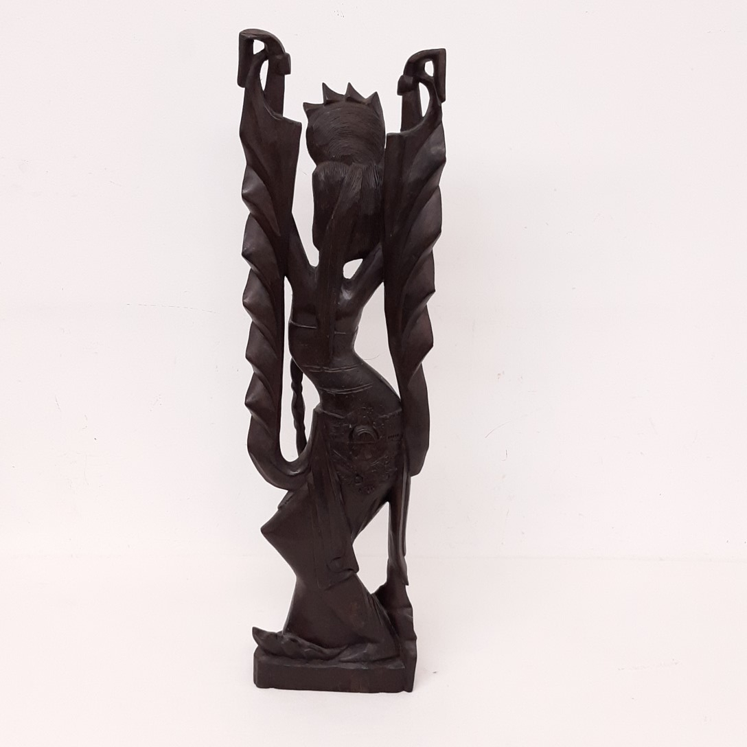 Grande statue en bois danseuse asiatique - Photo 4