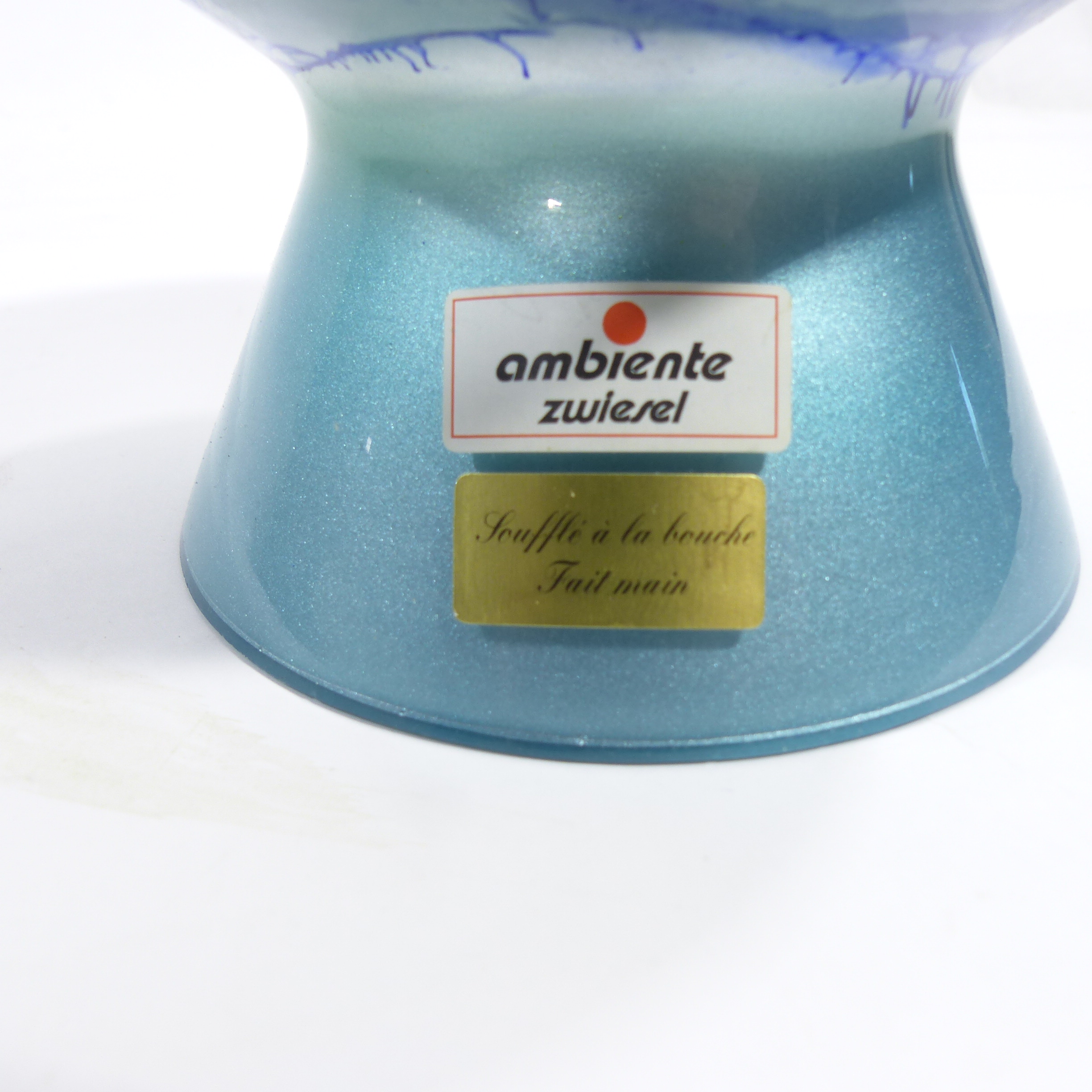 Photophore Leonardo Terra En Verre Transparent Avec Socle En Teck - Hauteur Totale 30cm, Diamètre 24cm - Fait à La Main