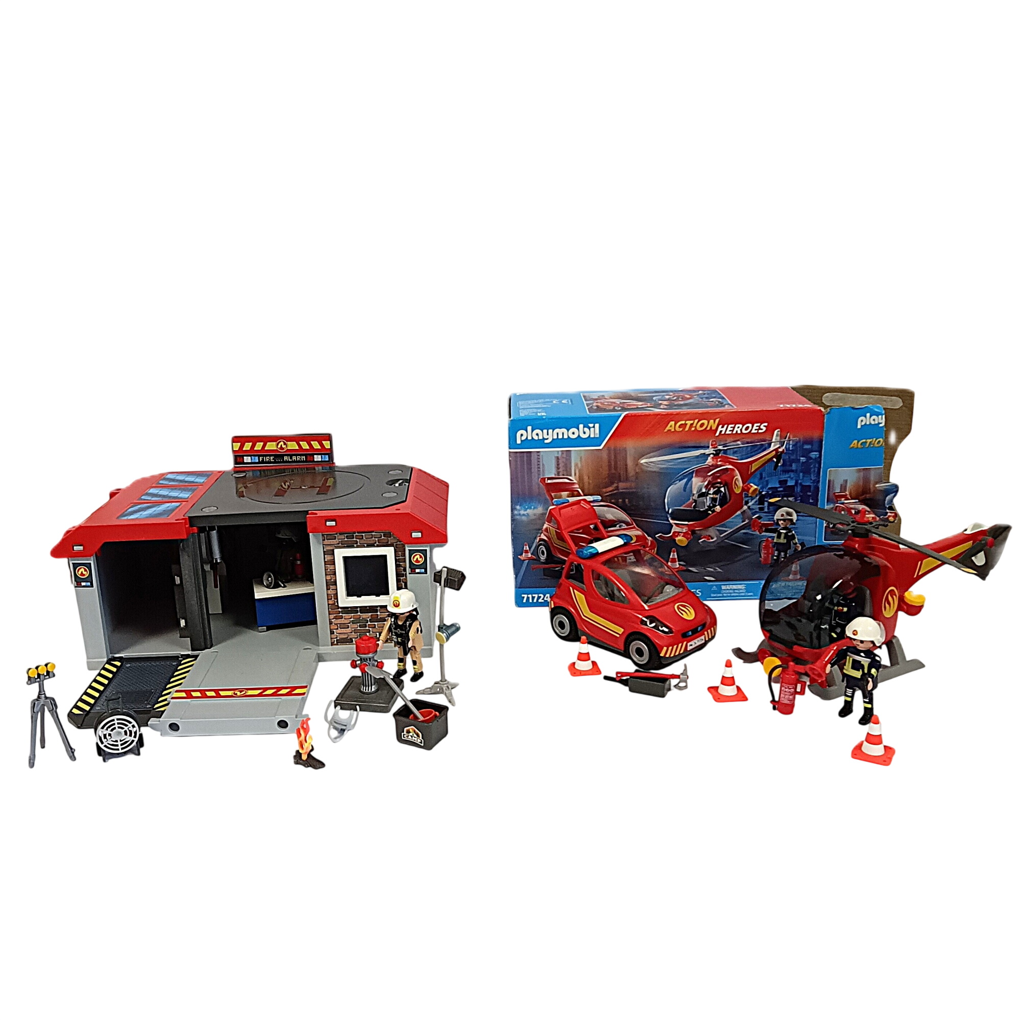 Lot Playmobil 71724 Action Heroes + caserne transportable 71193 Très bon état -  reconditionné disponible sur Label Emmaüs