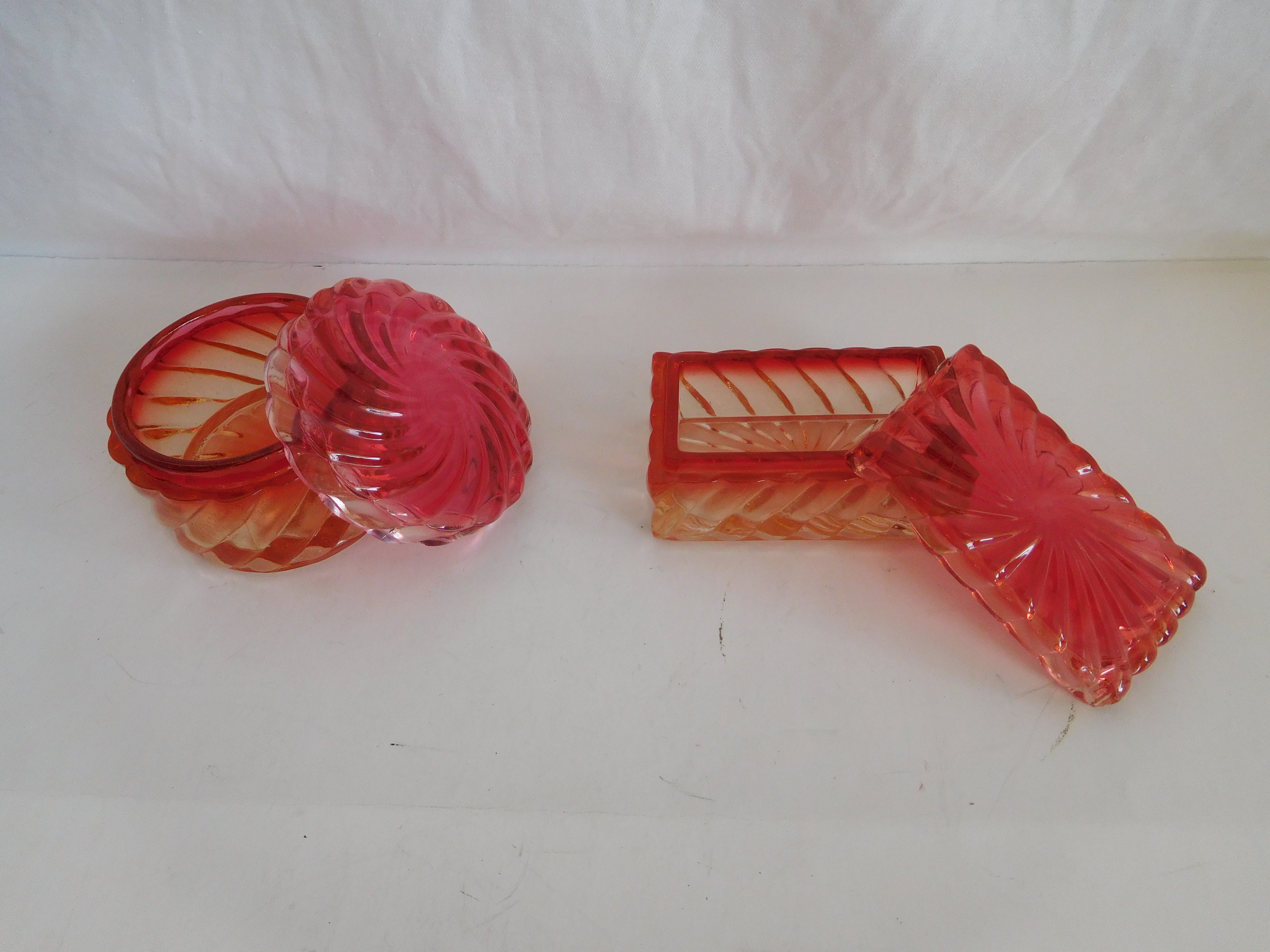 Garniture De Toilette BACCARAT Cristal Rose Ambré - 8 Pièces Rares°° - Photo 5