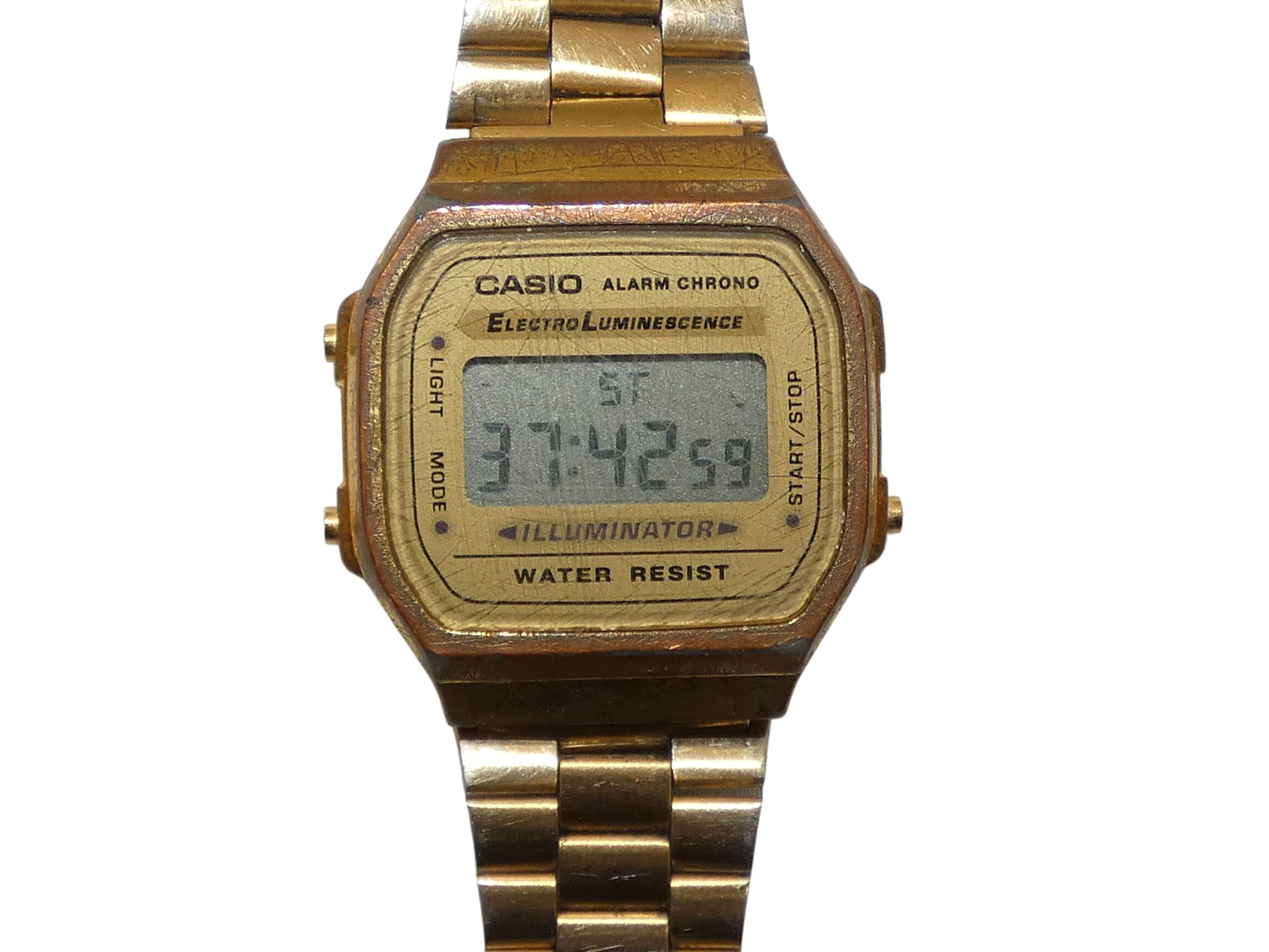 Montre quartz vintage de marque CASIO A168  -  reconditionné disponible sur Label Emmaüs