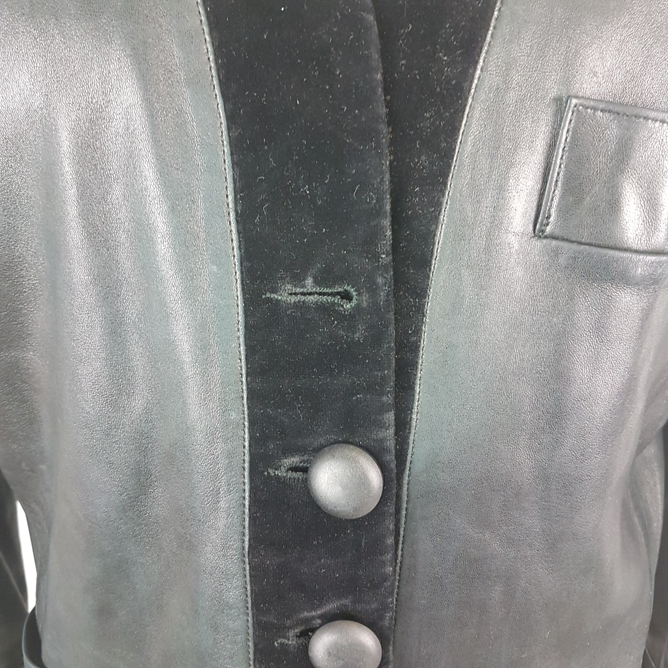 Voir photo 6 de Veste en Cuir - Saint Laurent - 42 Veste en Cuir - Saint Laurent - 42 Bon état - Vue 6 -