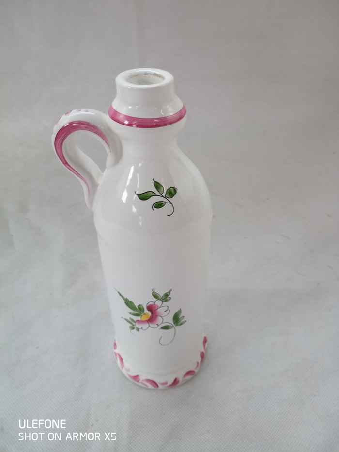 Voir photo 3 de Bouteille à liqueur en faïence d'art Lunéville décorée main Bouteille à liqueur en faïence d'art Lunéville décorée main Très bon état - Vue 3 -