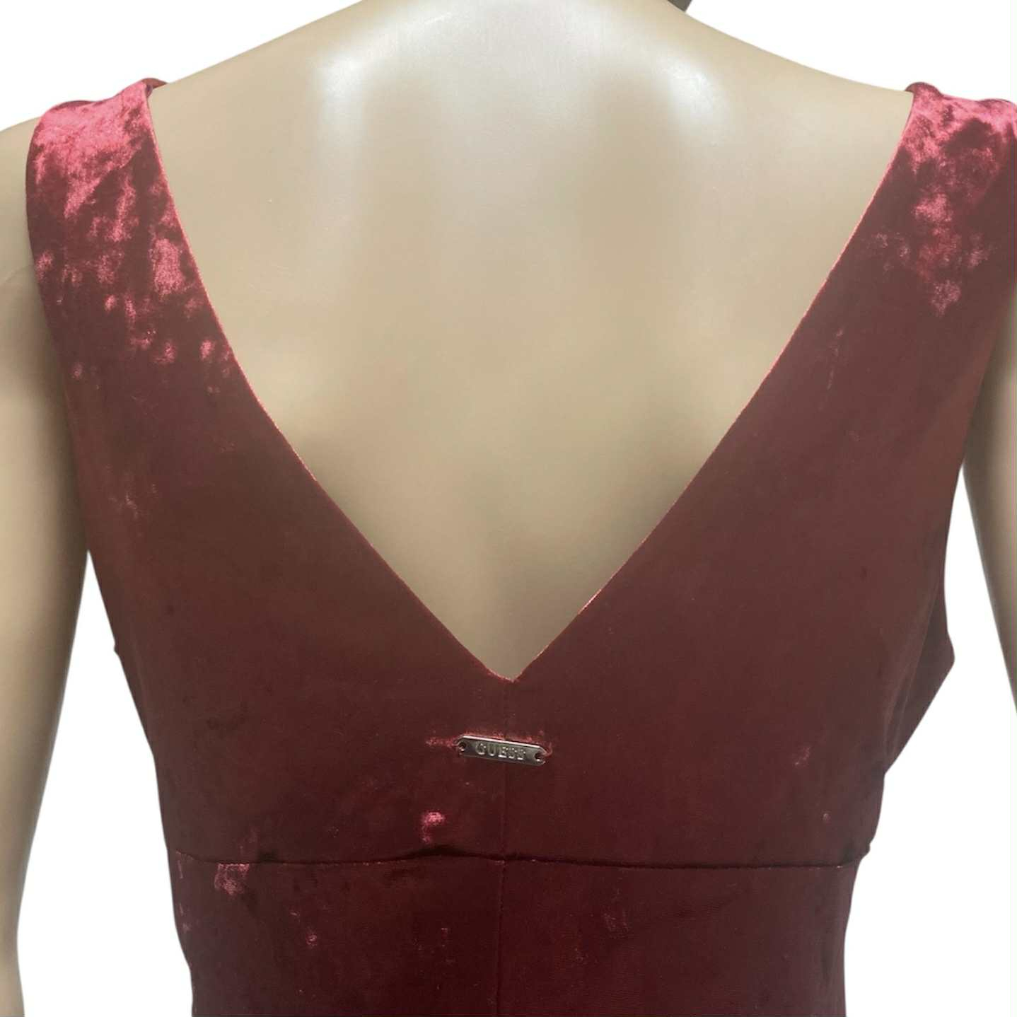 Robe en velours rouge style élégant avec décolleté plongeant et dos en V - Guess - S  - Vue 4 - 