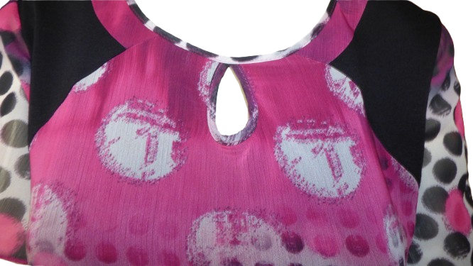 Robe voile manches courtes volants, neuve "France Rivoire" T48  - Vue 4 - 