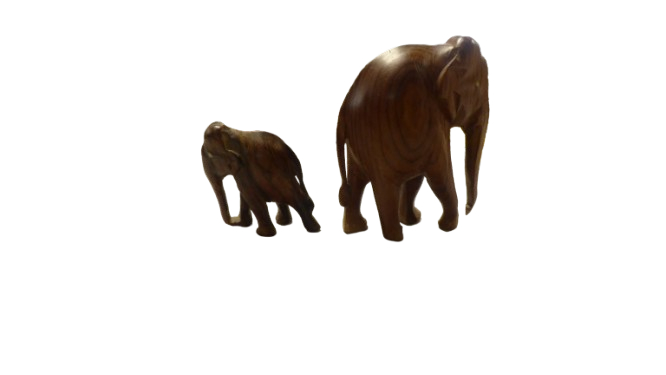 Lot de 2 Statuettes d'éléphant en bois - Photo 2