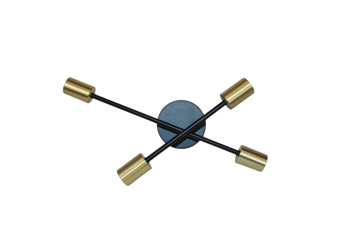 Applique murale noire et dorée pour 4 ampoules à visser - Photo 0