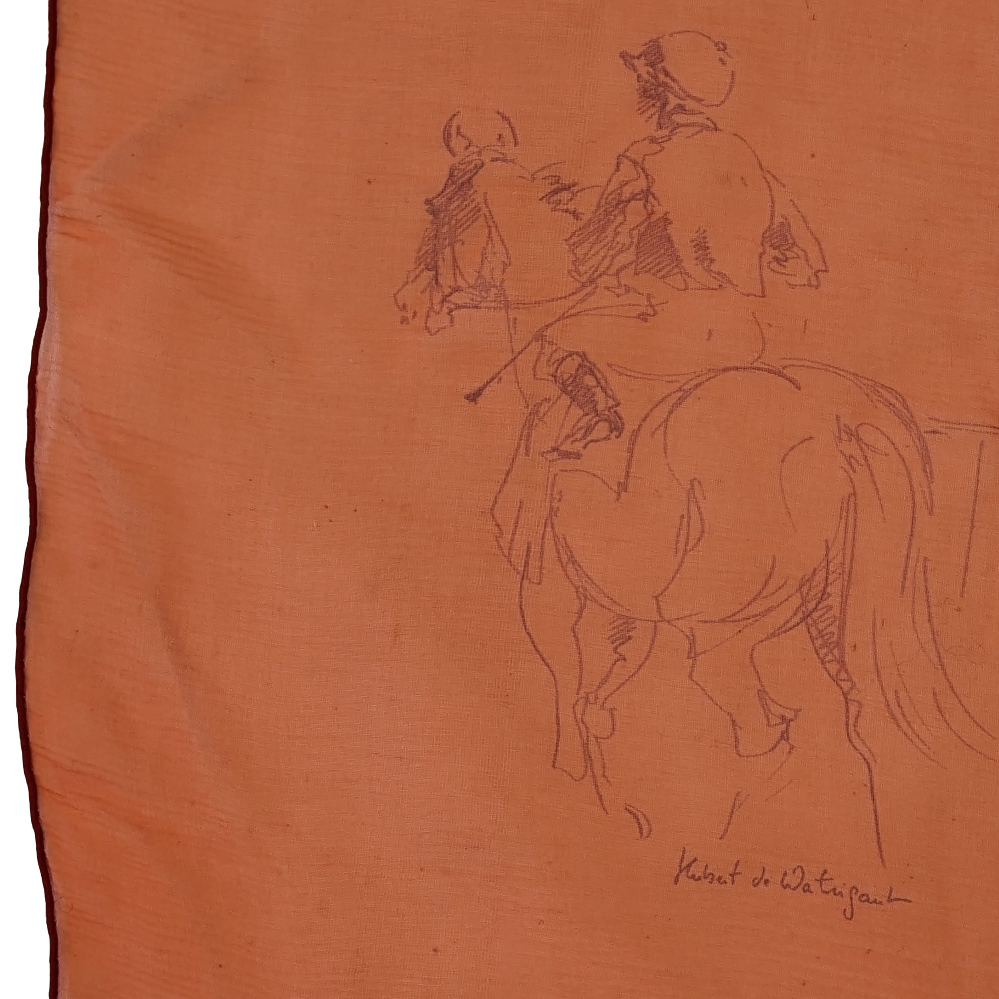 Hermès Croquis champs de courses Foulard Carré de soie 88 x 89 cm Design Hubert de Watrigant - Bon état - Photo 7
