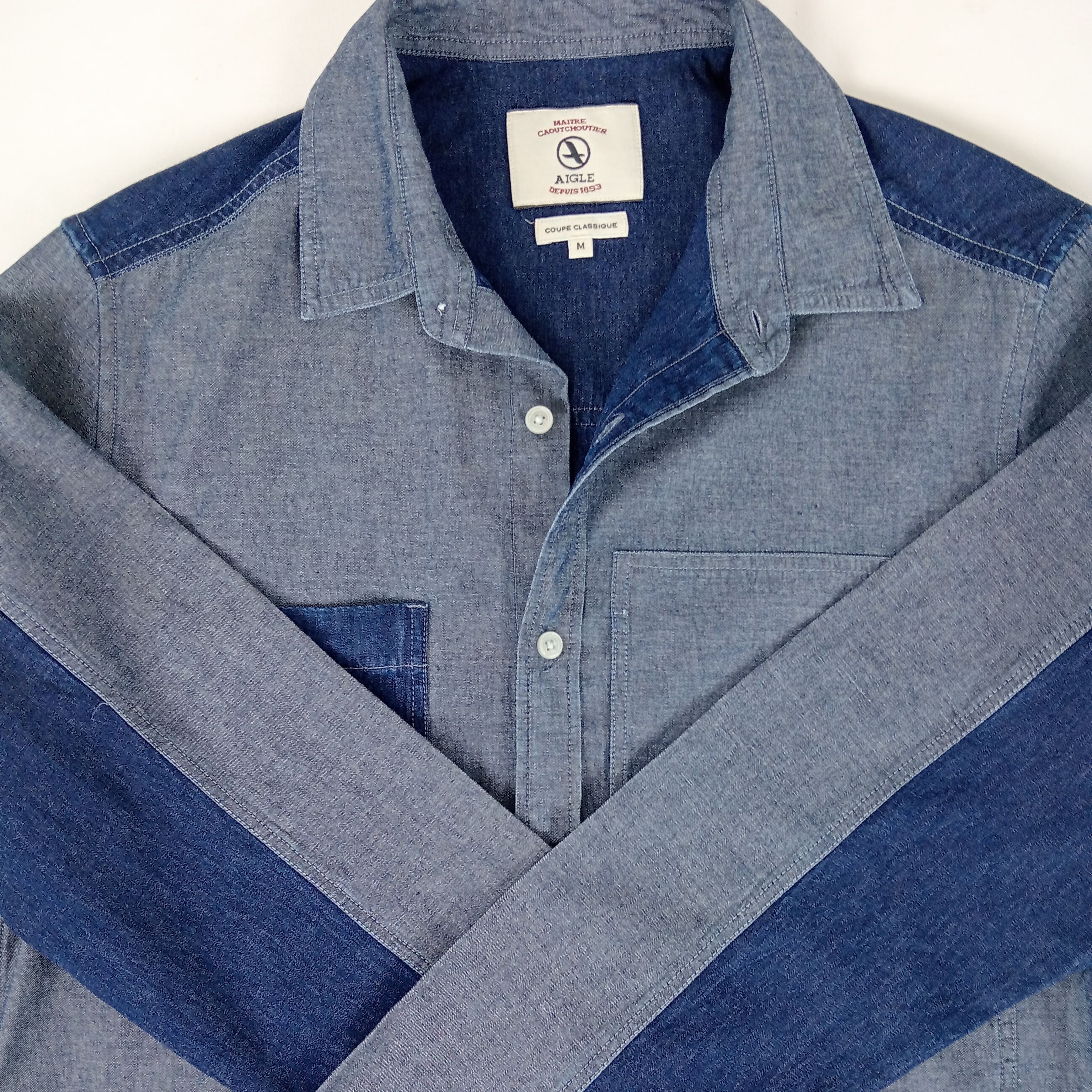 Voir photo 3 de Chemise - homme - marque Aigle - manches longues - couleur bleu marine - taille M (40) Chemise - homme - marque Aigle - manches longues - couleur bleu marine - taille M (40) - Vue 3 -
