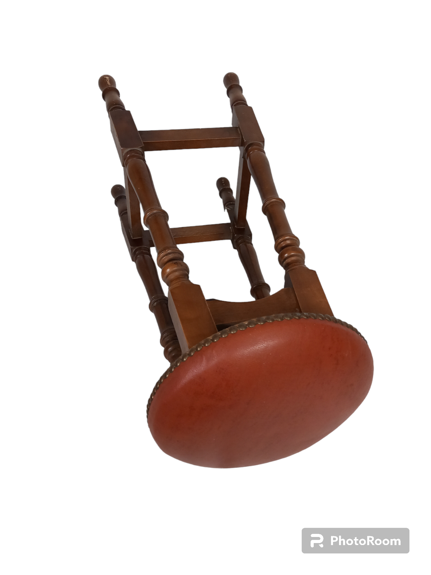 Ancien Tabouret De Bar /Boutique Vendeur Vintage En Bois /Cuir  Très bon état - Vue 11 - 