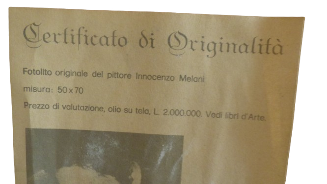 Lithographie en quadrichromie numérotée de Innocenzo Melani représentant une femme sur 1 balançoire - Photo 4