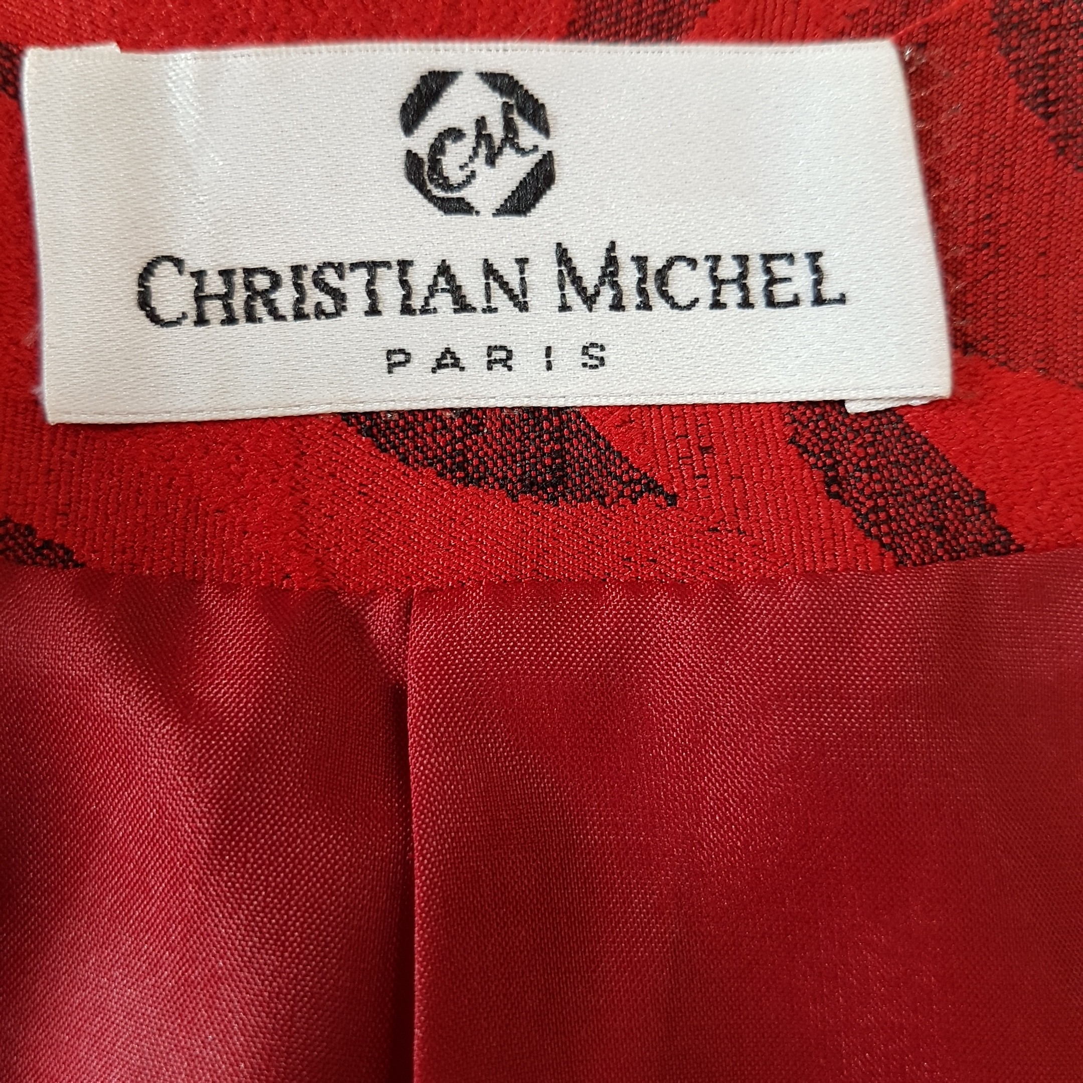 Veste de fêtes rouge imprimée noire - CHRISTIAN MICHEL - taille 44 - Photo 5