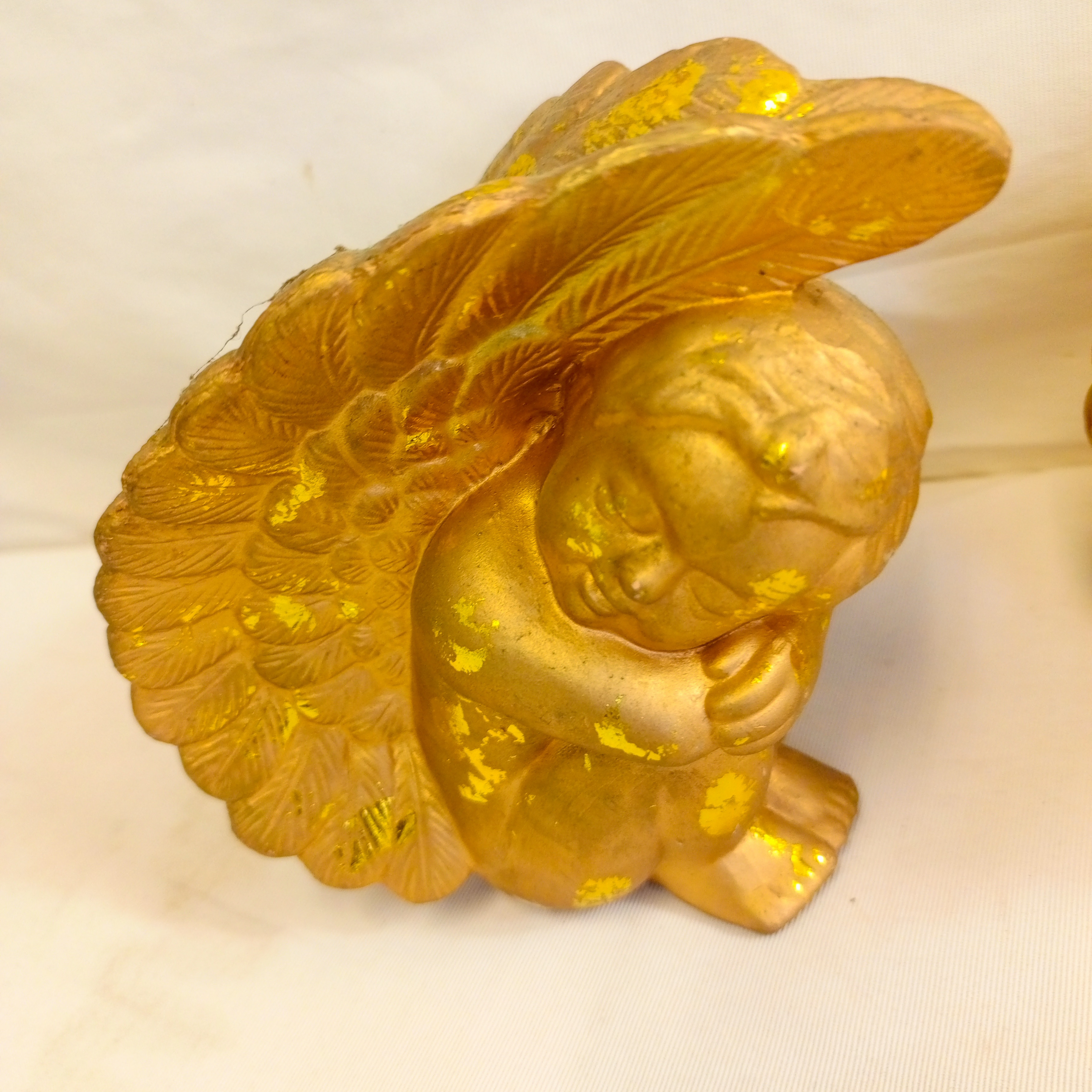 Lot de 2 Anges, dorés, décoration bougeoir État correct - Vue 5 - 