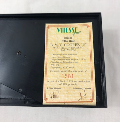 Rare miniature Austin mini Cooper neuve, Rallye Monte Carlo 1967 - Comme neuf - Photo 6