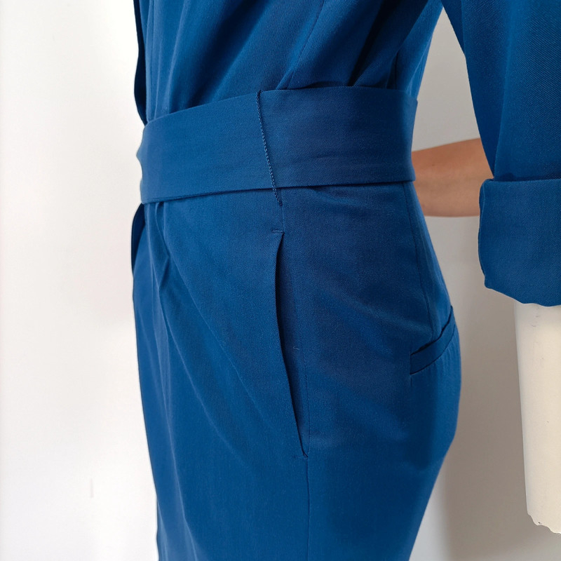 Combinaison bleu boutonnée Comptoir des cotonniers Col chemise combinaison été pantalon fluide - Photo 10