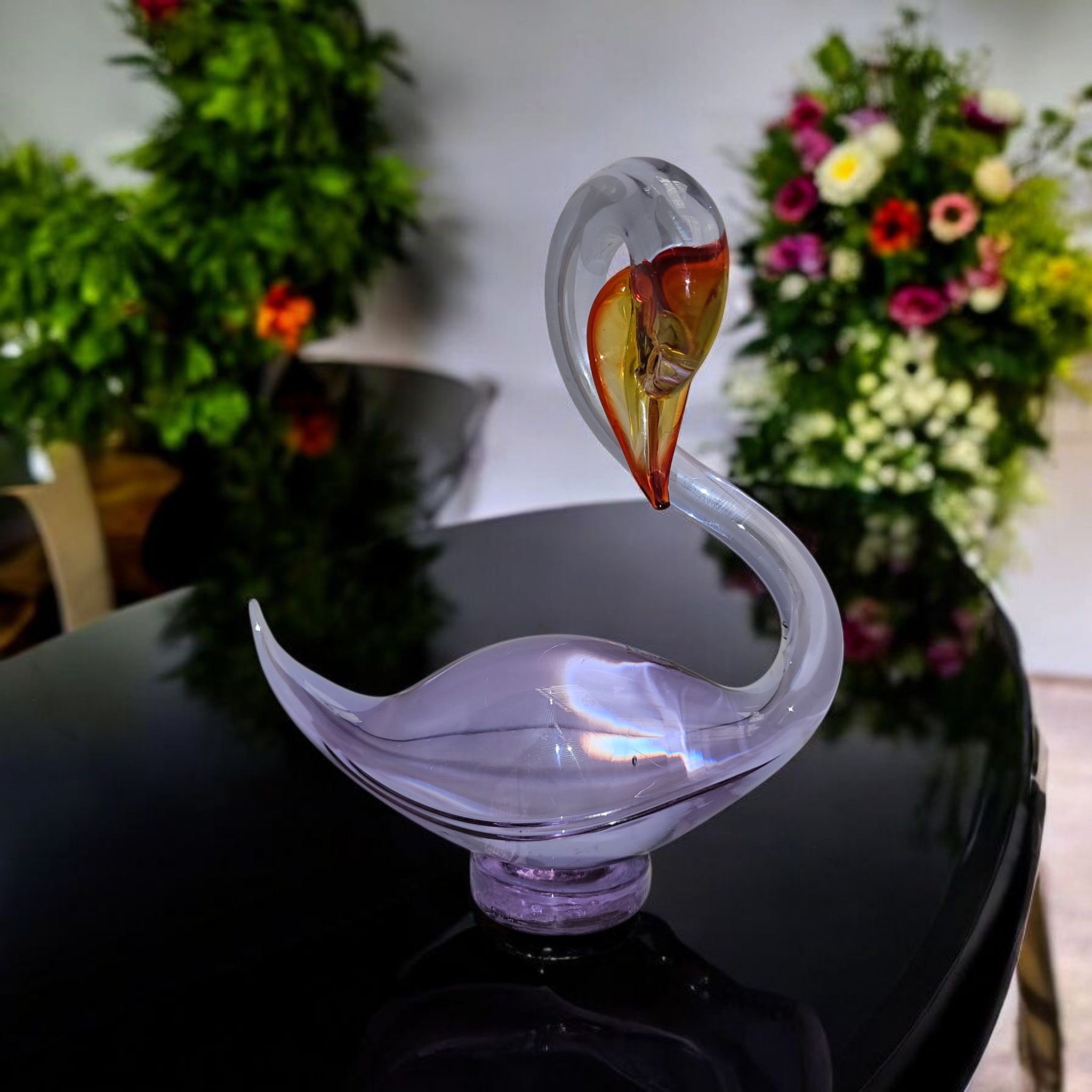 Cygne Art-Déco 20cm Hauteur en verre colorés [ Cristallerie ] - Photo 2