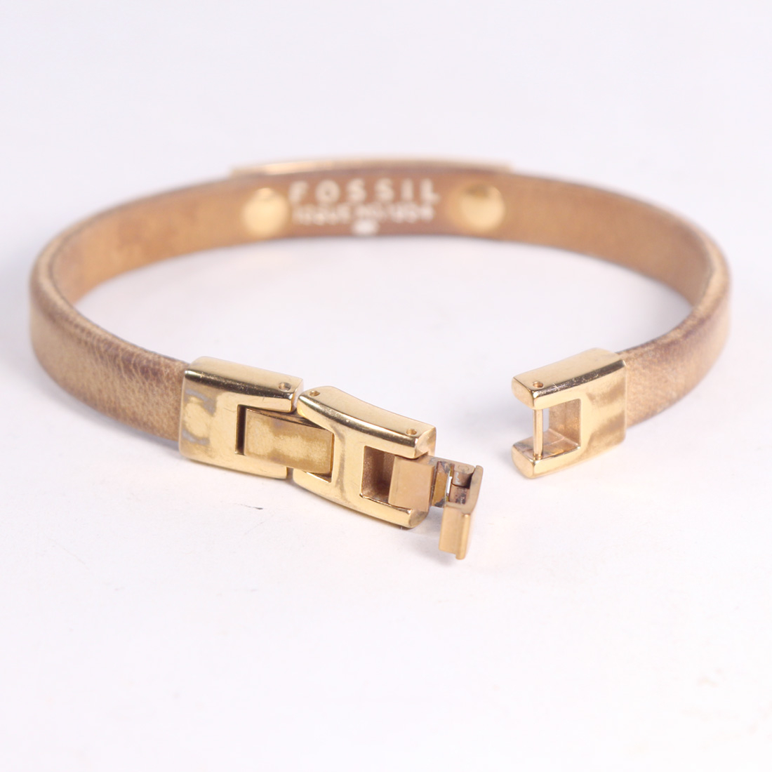 Bracelet cuir, métal, stras Fossil Bon état - Vue 3 - 