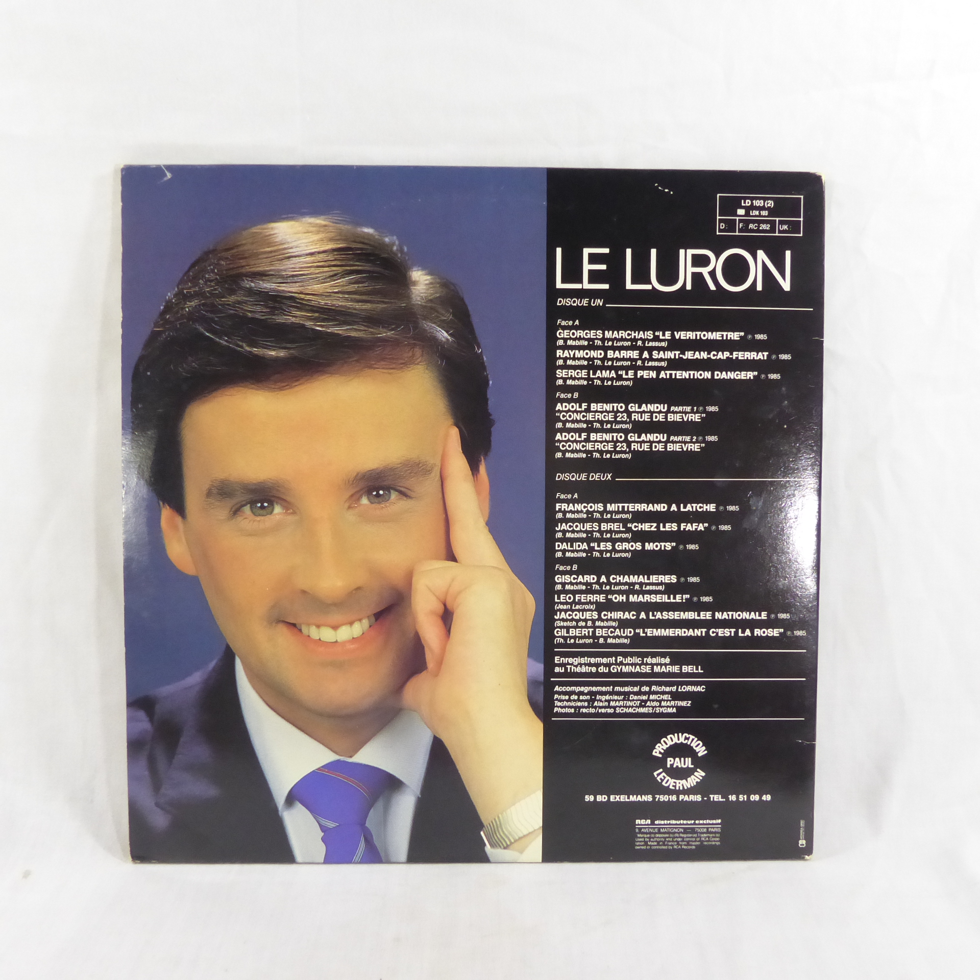 Double vinyle 33T Le Luron / Le triomphe - Production Paul Lederman 1985 Bon état - Vue 2 - 