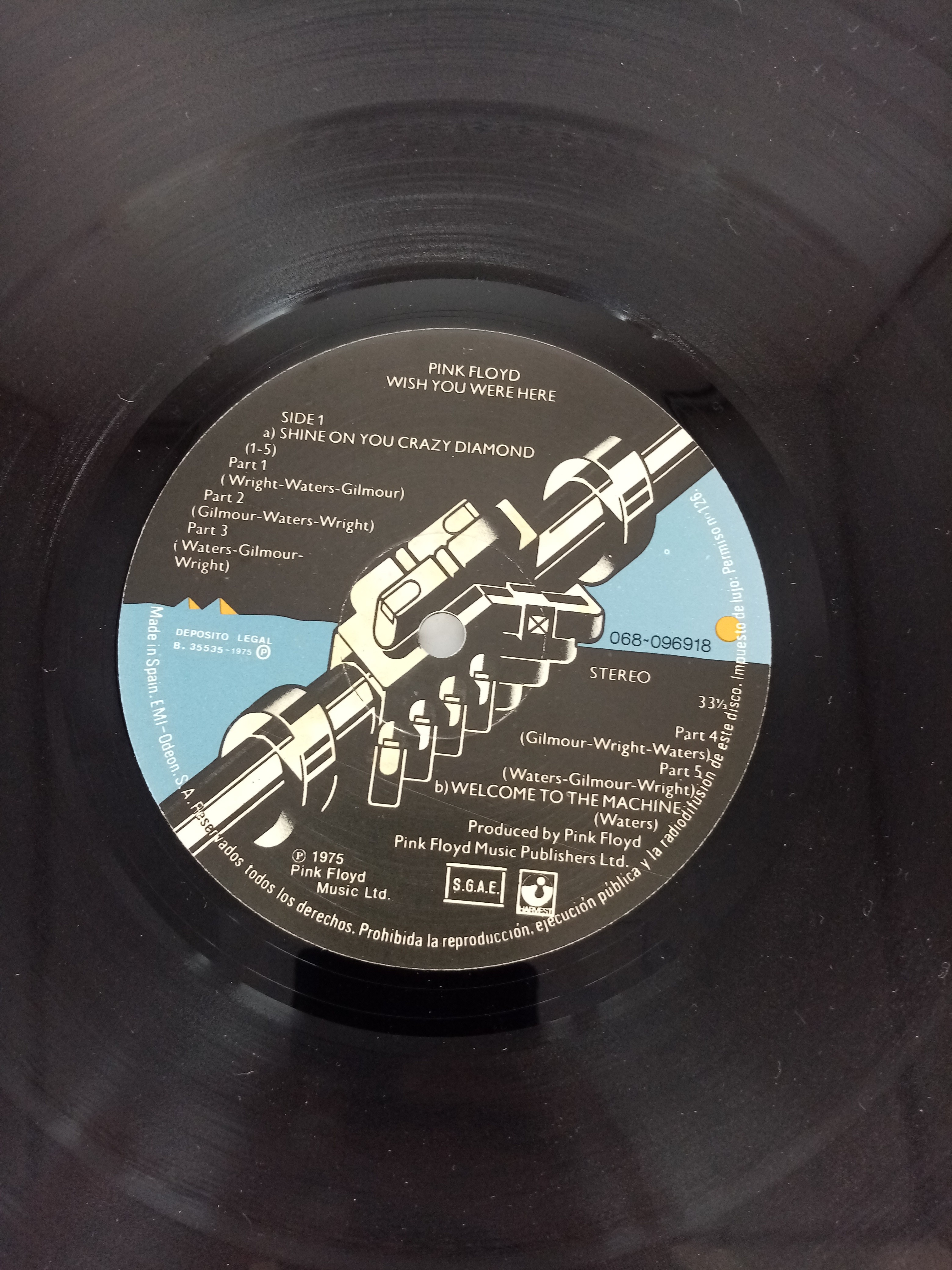 Album vinyle de Pink Floyd "Wish you Where Here" de 1975 État correct - Vue 5 - 