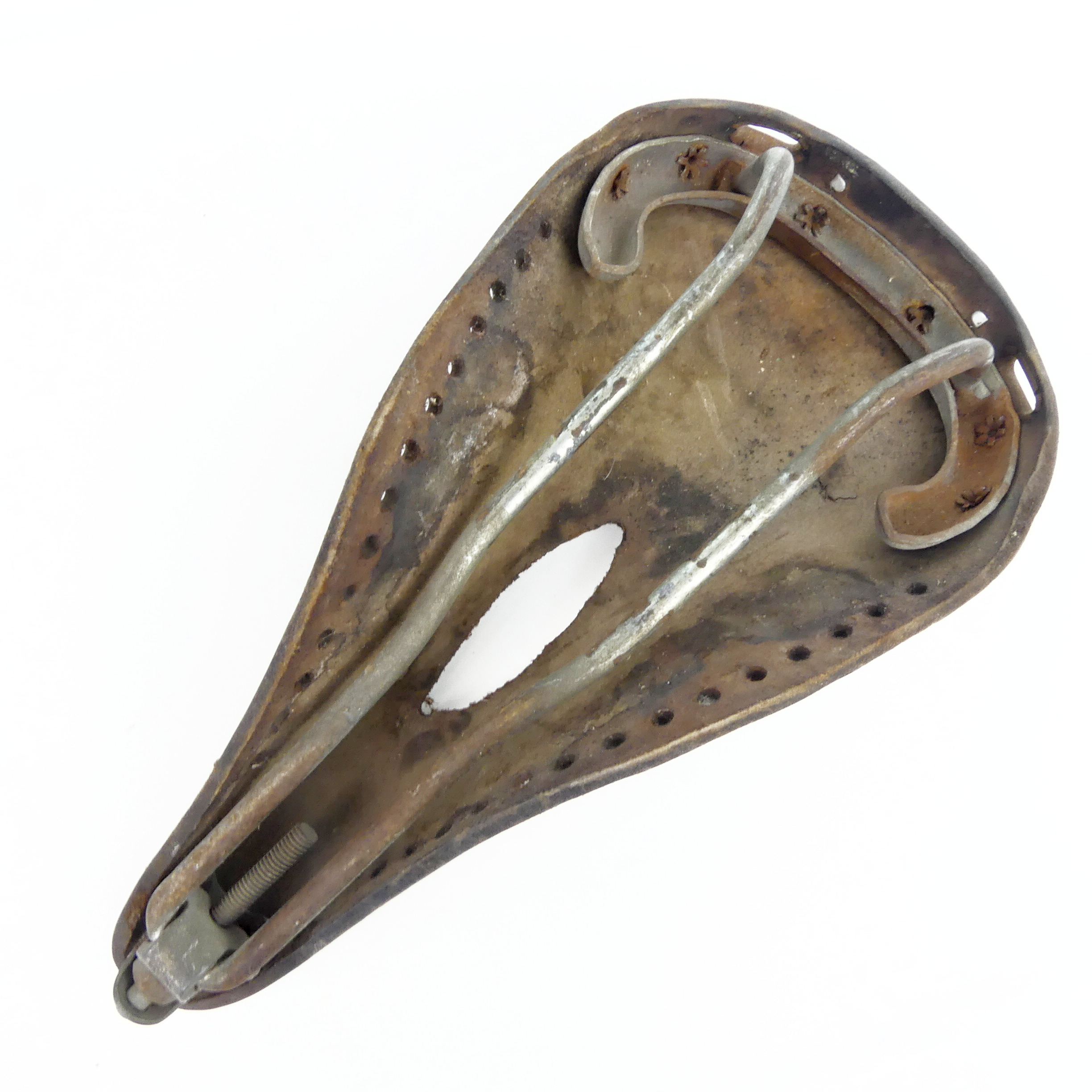 Selle Vélo Cuir Ancienne Originale - Marque Henri Gauthier - Course Cycliste