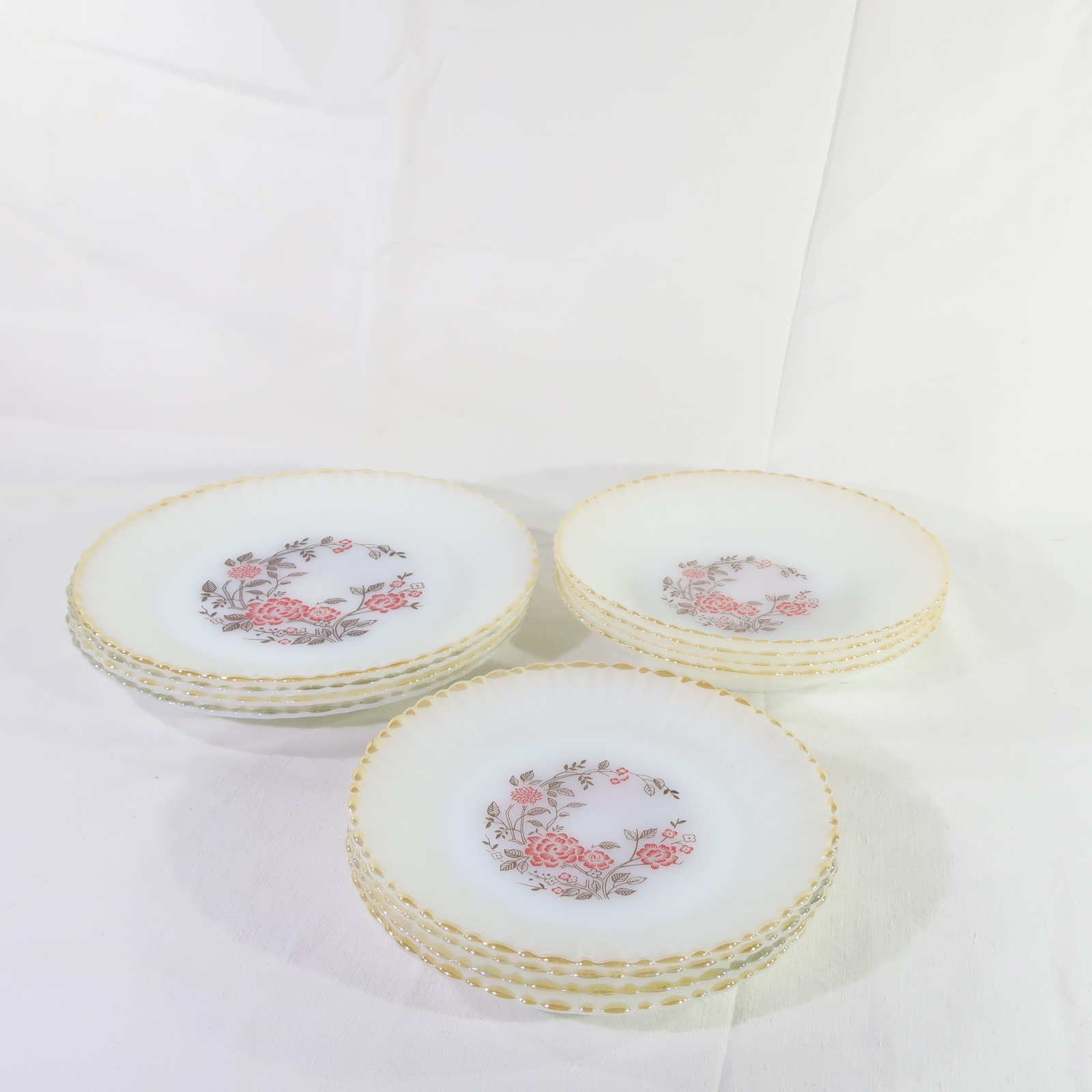 Lot De 6 Assiettes à Dessert Arcopal Motif Pommiers - Diamètre 18,5 Cm - Occasion Très Bon état - Vintage