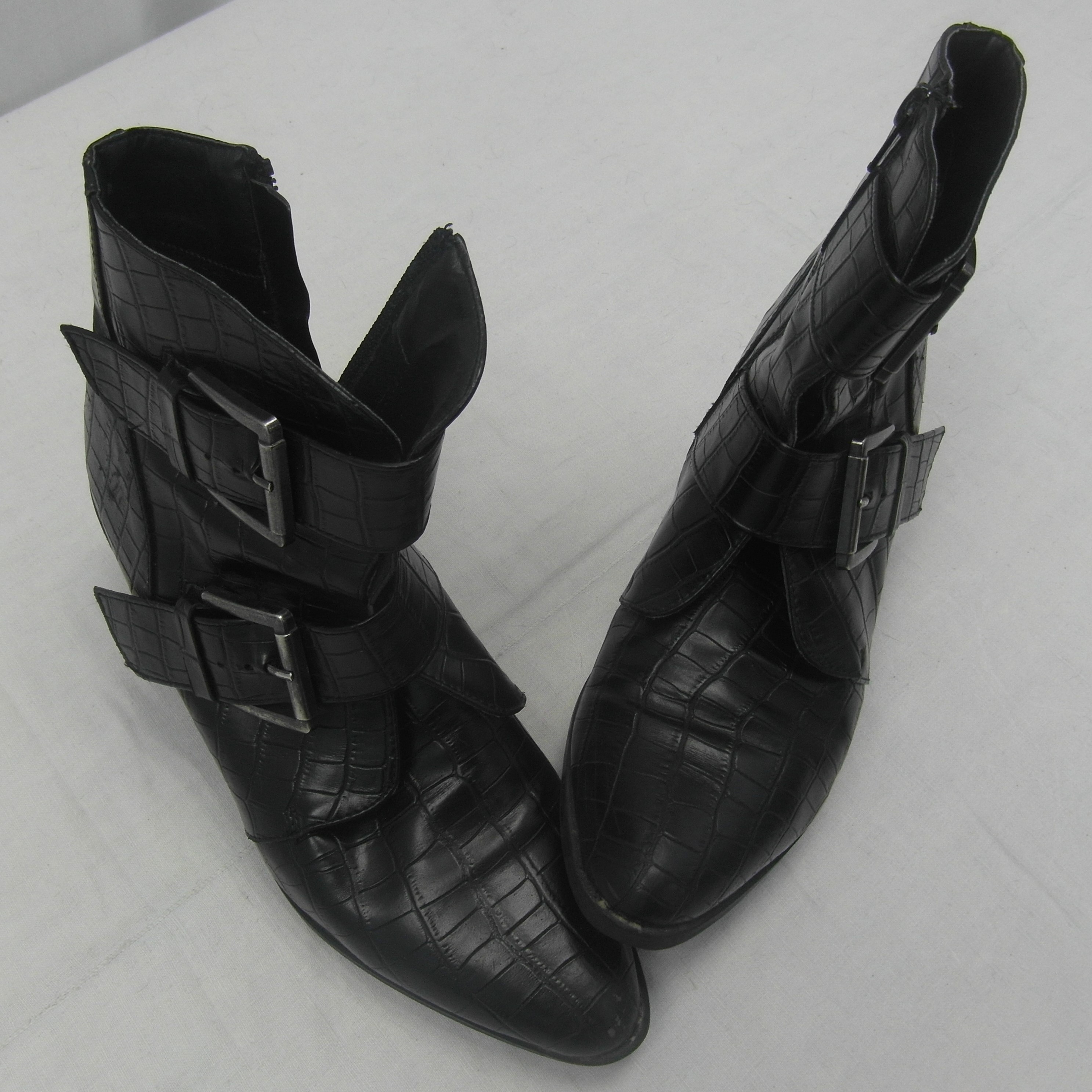 Bottines à talon cuir noires à double boucle - Photo 3