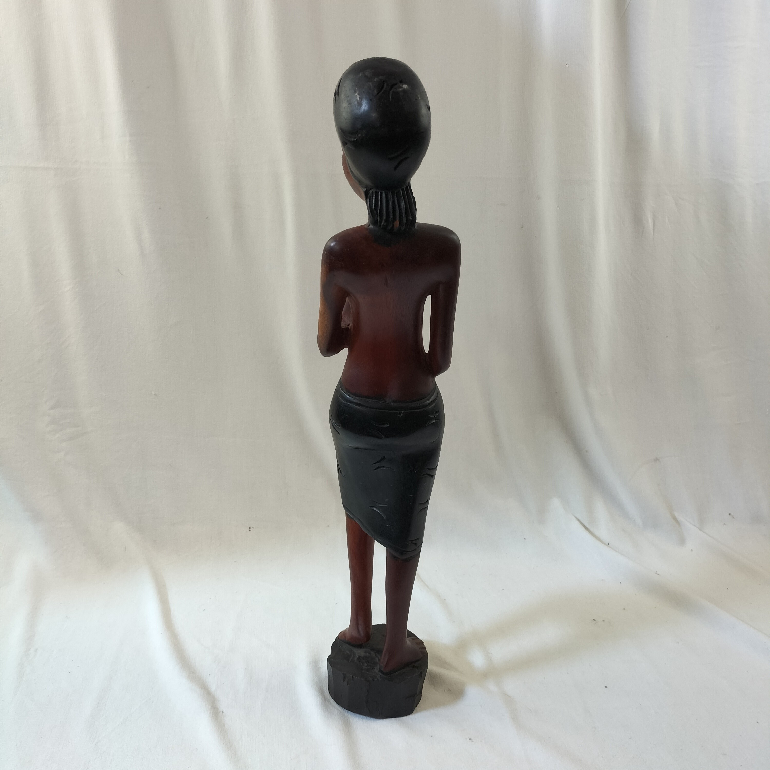 Voir photo 3 de Statue bois massif femme africaine Statue bois massif femme africaine Bon état - Vue 3 -