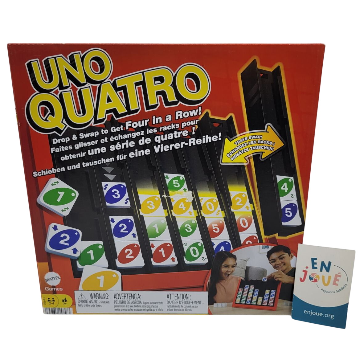 Acheter Jeu de société - Uno Quatro - Mattel - À partir de 7 ans. Très bon état - 15,00 € Jeu de société - Uno Quatro - Mattel - À partir de 7 ans. Très bon état - reconditionné disponible sur Label Emmaüs