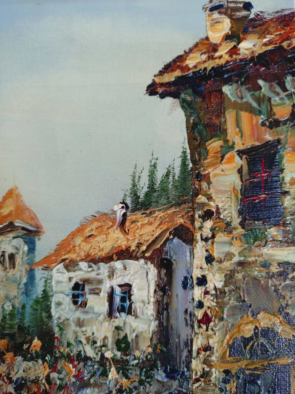 Huile sur toile originale, paysage marin signé. État correct - Vue 10 - 