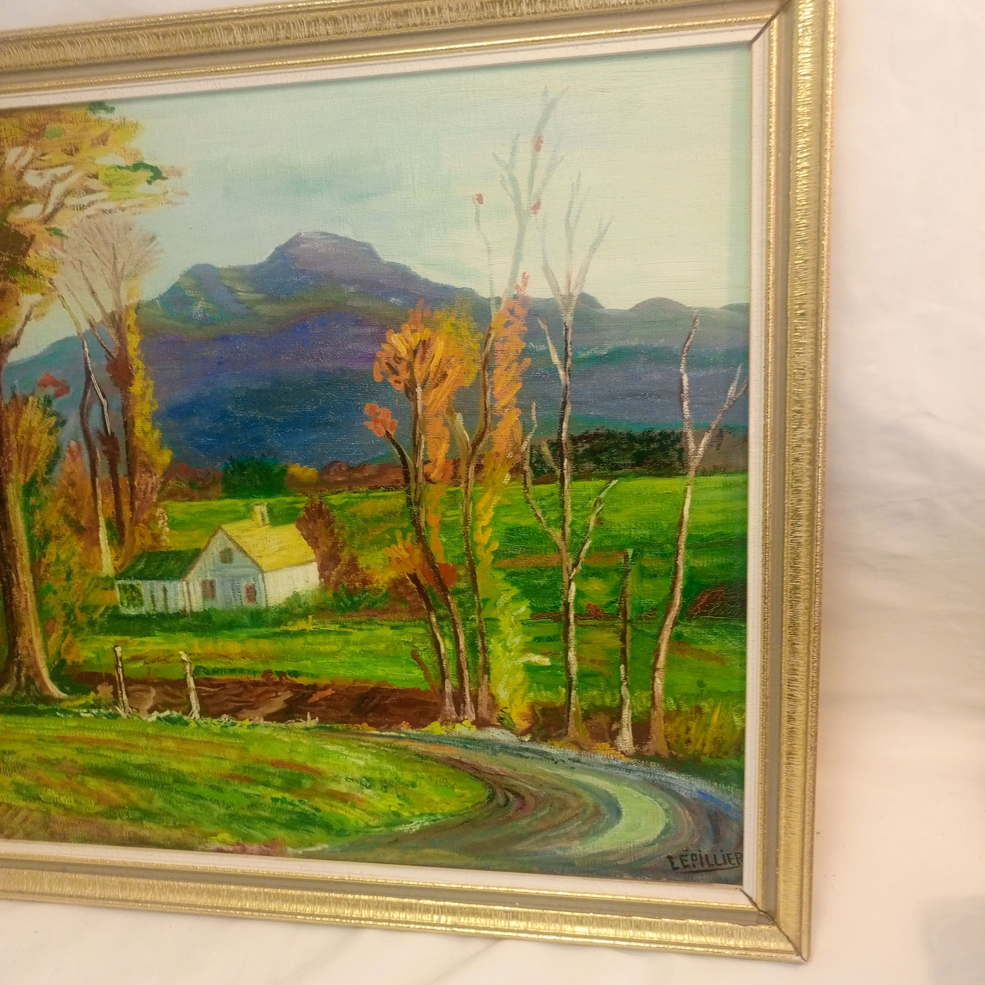 Peinture à Huile sur toile Paysage d'automne. État correct - Vue 3 - 