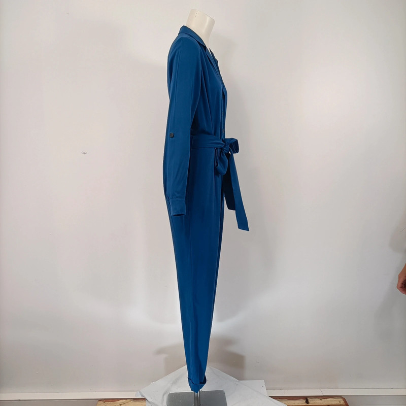 Combinaison bleu boutonnée Comptoir des cotonniers Col chemise combinaison été pantalon fluide - Photo 3