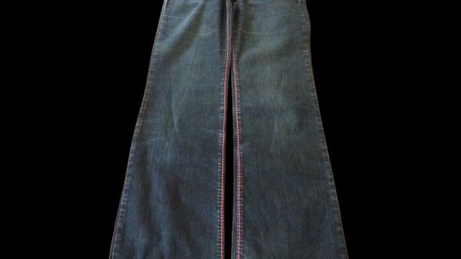 Jeans Versace bleu et coutures rose fuschia pour femme - taille 42  - Vue 3 - 