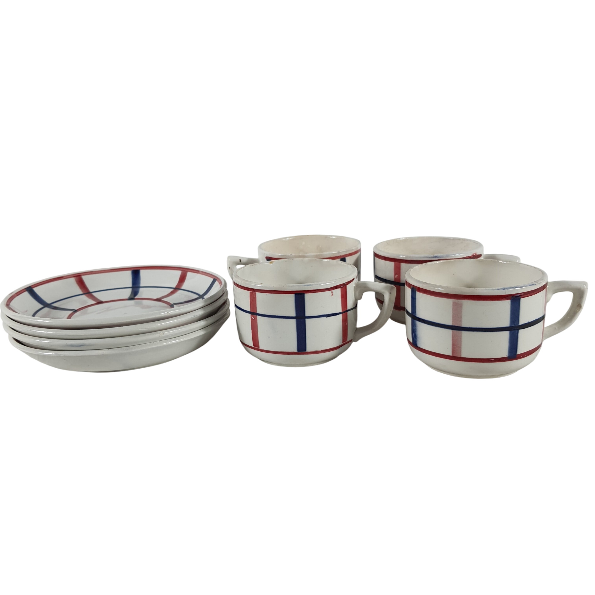 Lot de 4 tasses à café avec soucoupes - céramique Saint Amand  -  reconditionné disponible sur Label Emmaüs