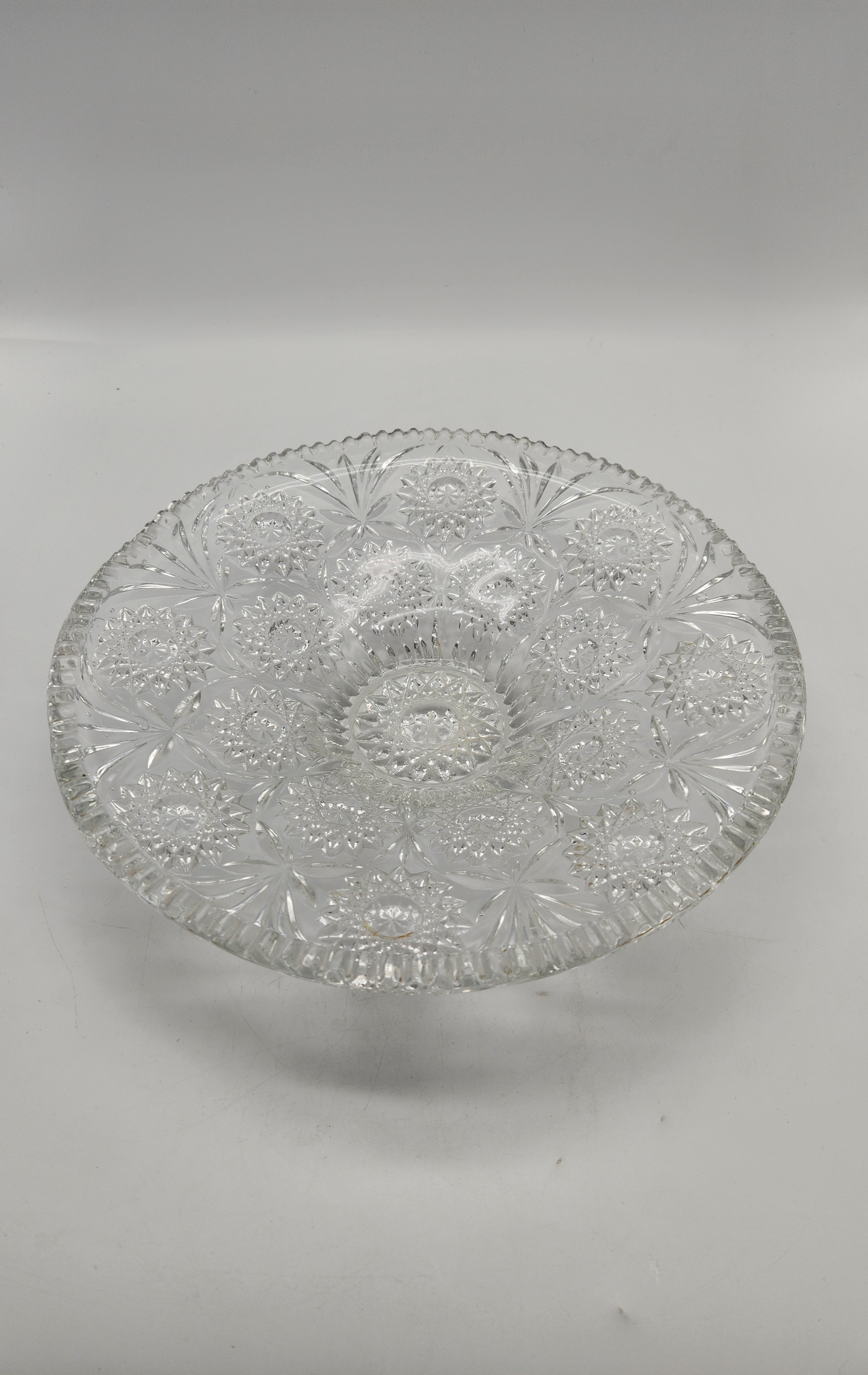 Voir photo 2 de Grande coupe à fruits en verre cristallin rétro Grande coupe à fruits en verre cristallin rétro Très bon état - Vue 2 -