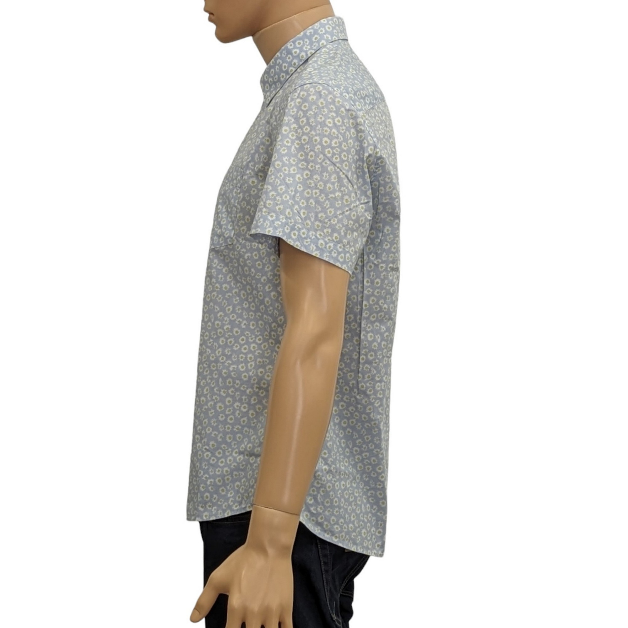 Chemise Kenzo T 42 - 16½ slim imprimé floral bleu pâle et vert anis - Photo 3