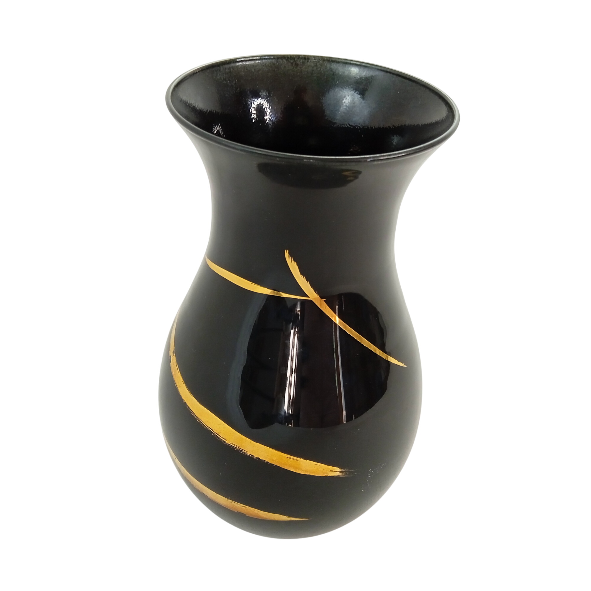 Vase en verre noir et or Luminarc France  - Photo 0