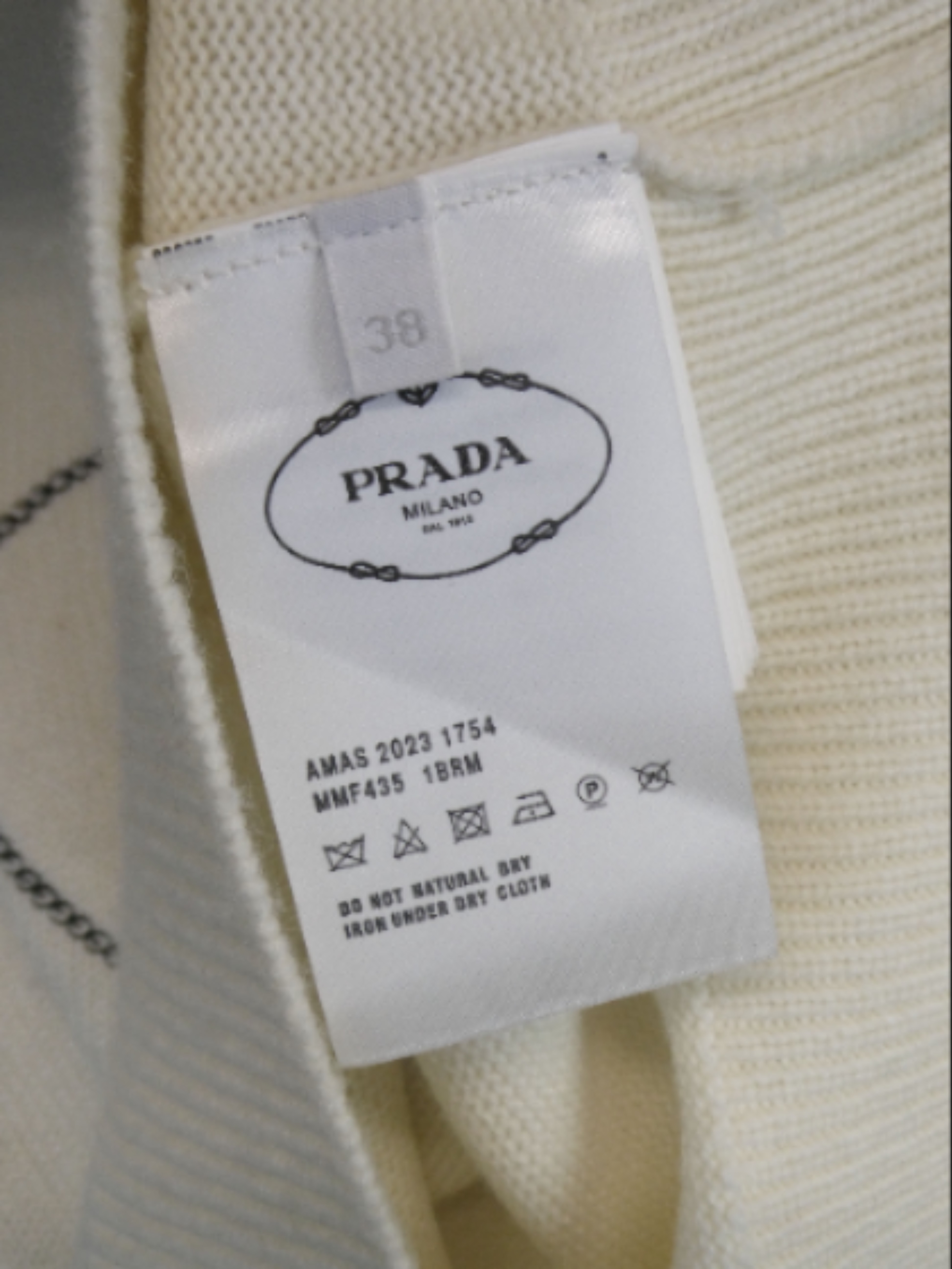 Prada - Pull blanc en laine - 34/XS/S - Photo 9