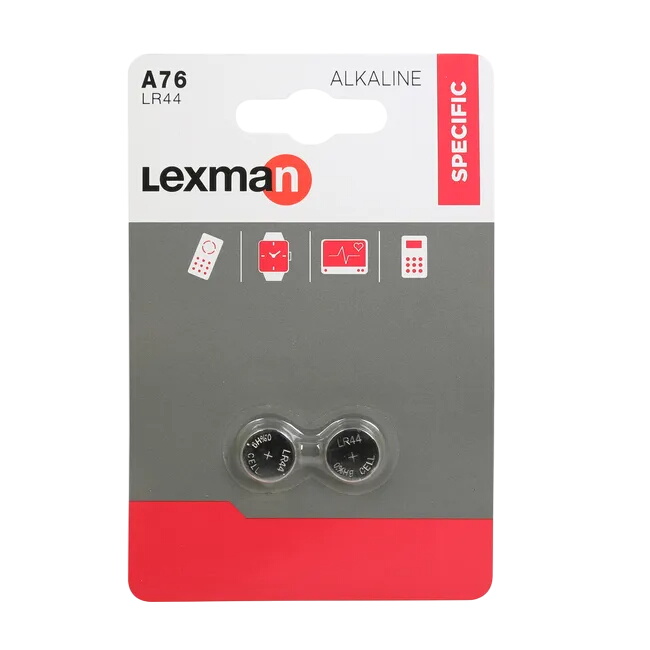 Lot de 2 piles alcaline lr44, 1.5 V, LEXMAN - Photo 0