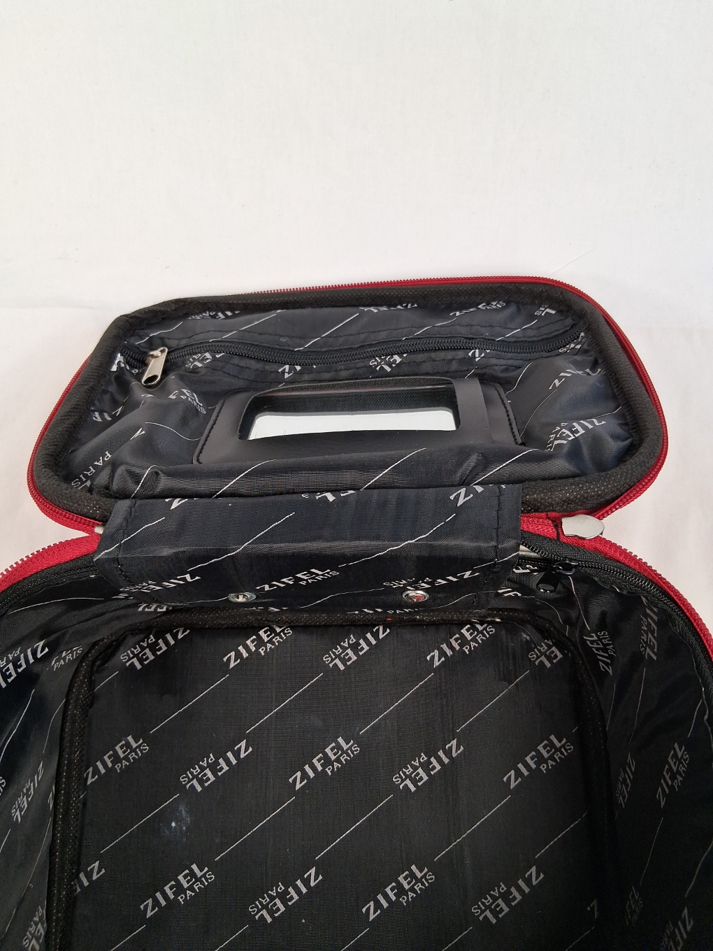 Vanity case ZIFEL Paris en tissu rouge et doublure intérieure noire - Photo 2