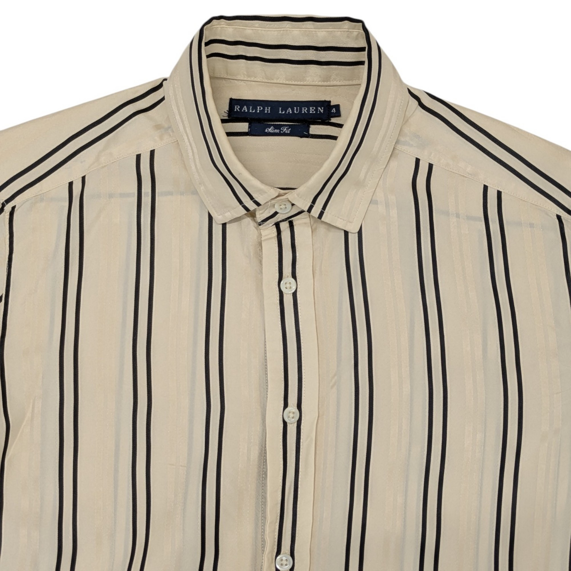 Chemise Ralph Lauren T4 = S Slim Fit en soie écrue à rayures noires - Photo 1