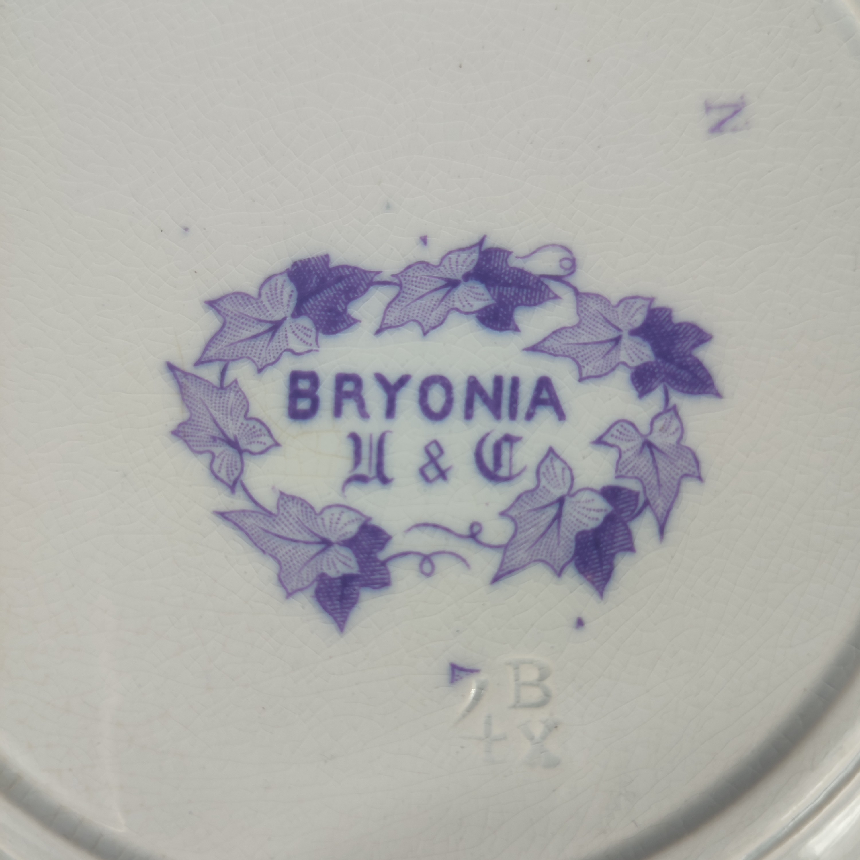 Lot 5 assiettes à dessert - U & C Sarreguemines - Modèle BRYONIA - Années 1875 à 1920 Bon état - Vue 6 - 